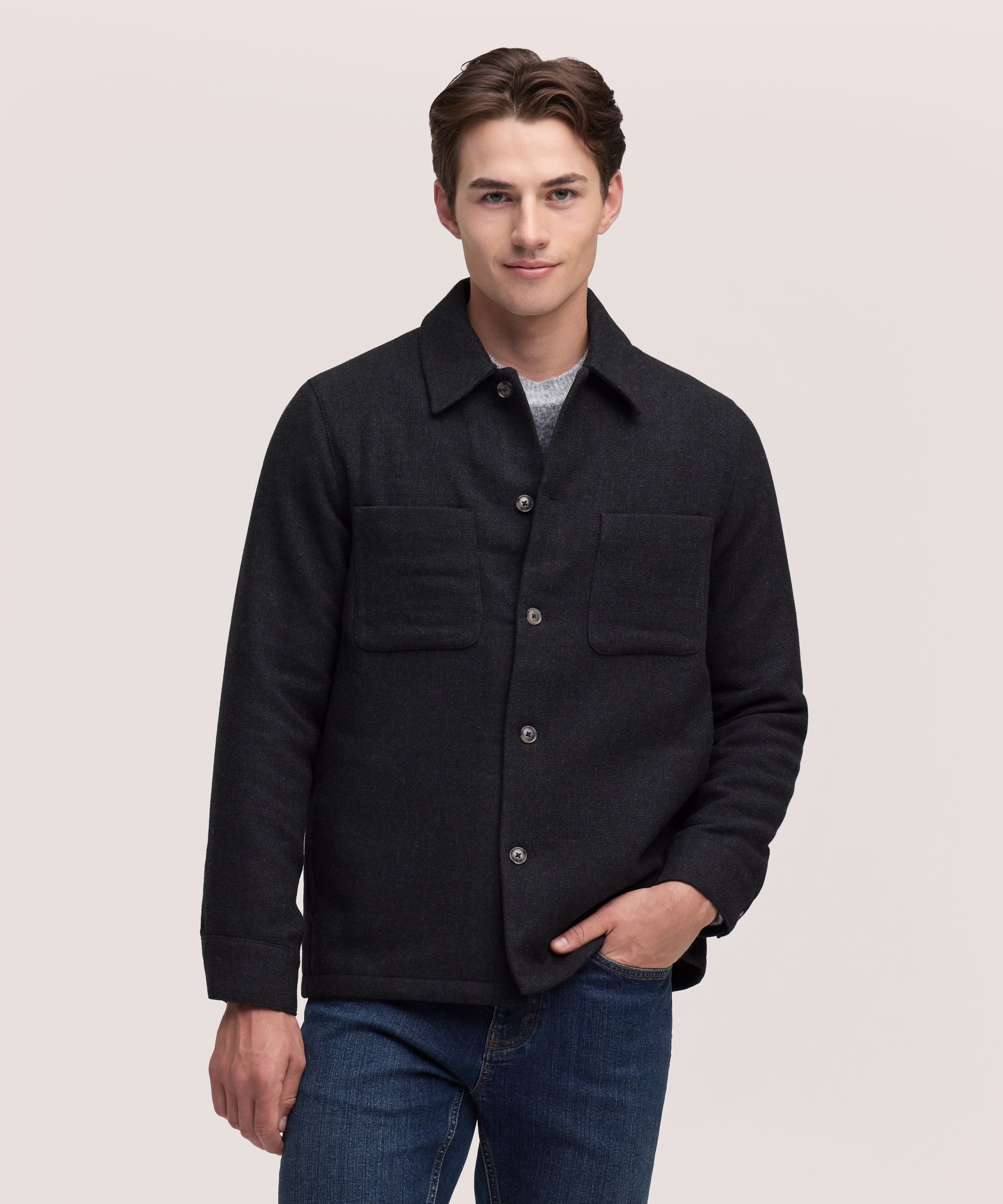 Chemise-veste en fausse laine pour hommes, Denver Hayes