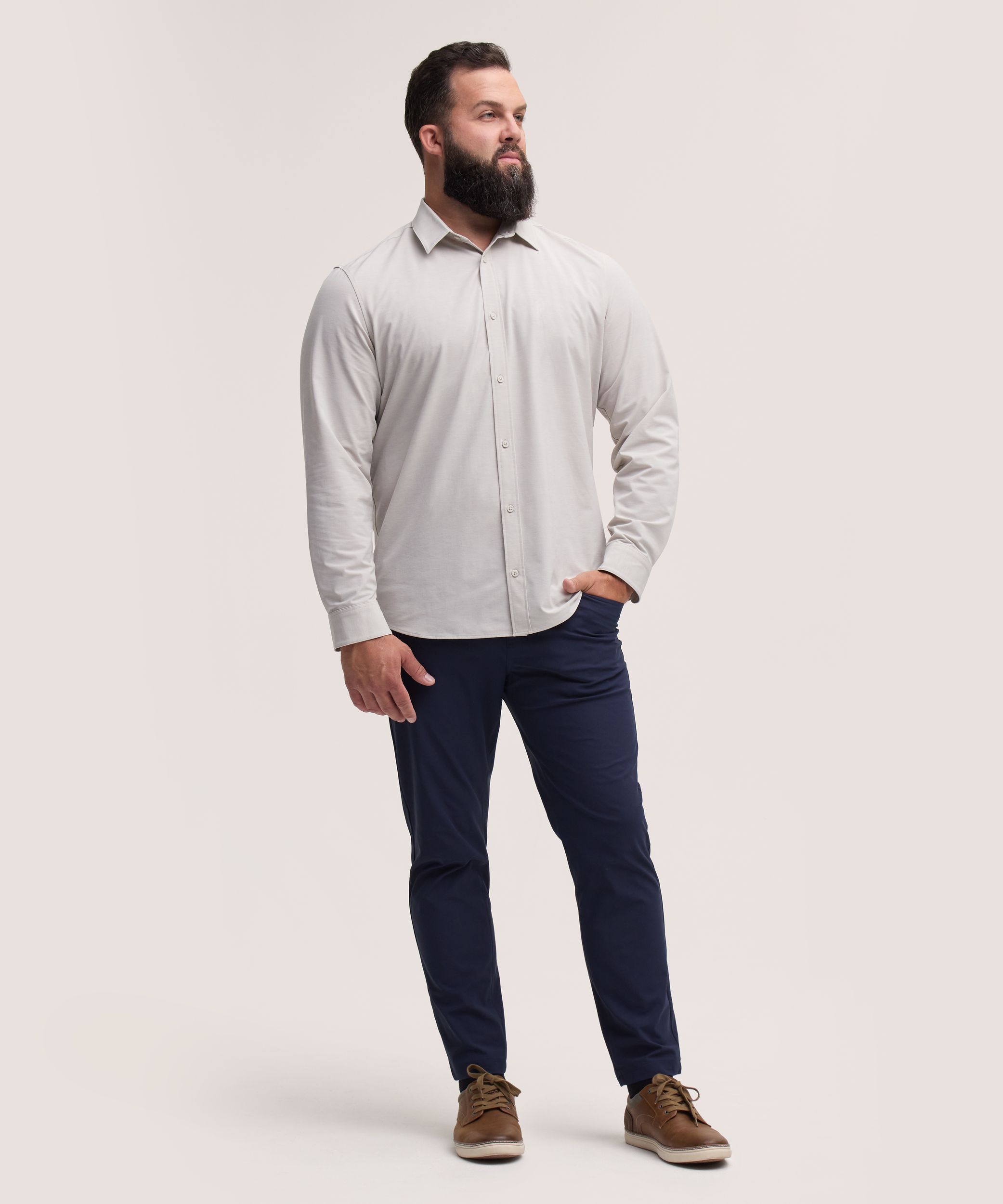 Chemise Oxford extensible à manches courtes de première qualité pour hommes, Denver Hayes