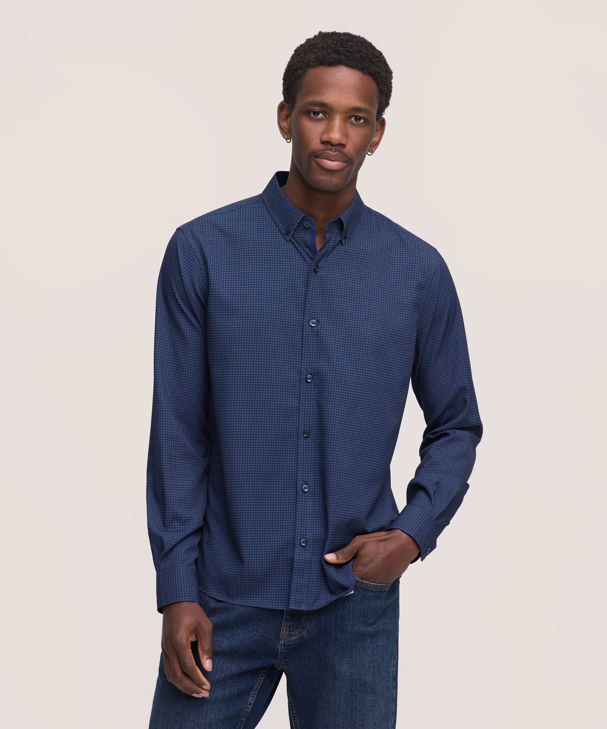Chemise habillée tissée à manches longues extensible dans 4&nbsp;sens pour hommes, Hybrid, Denver Hayes