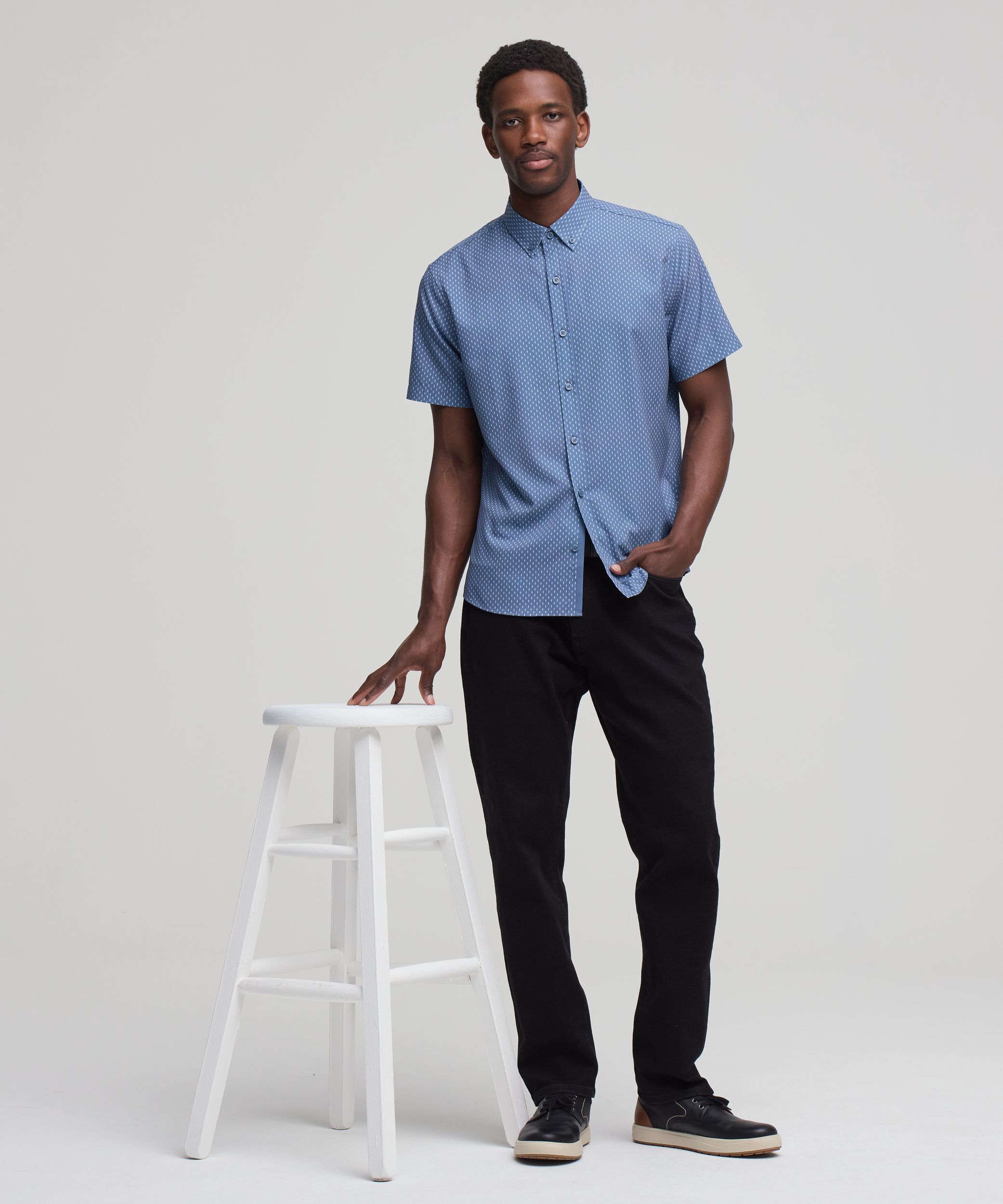 Denver Hayes Men's Short Sleeve Hybrid 4-Way Stretch Shirt