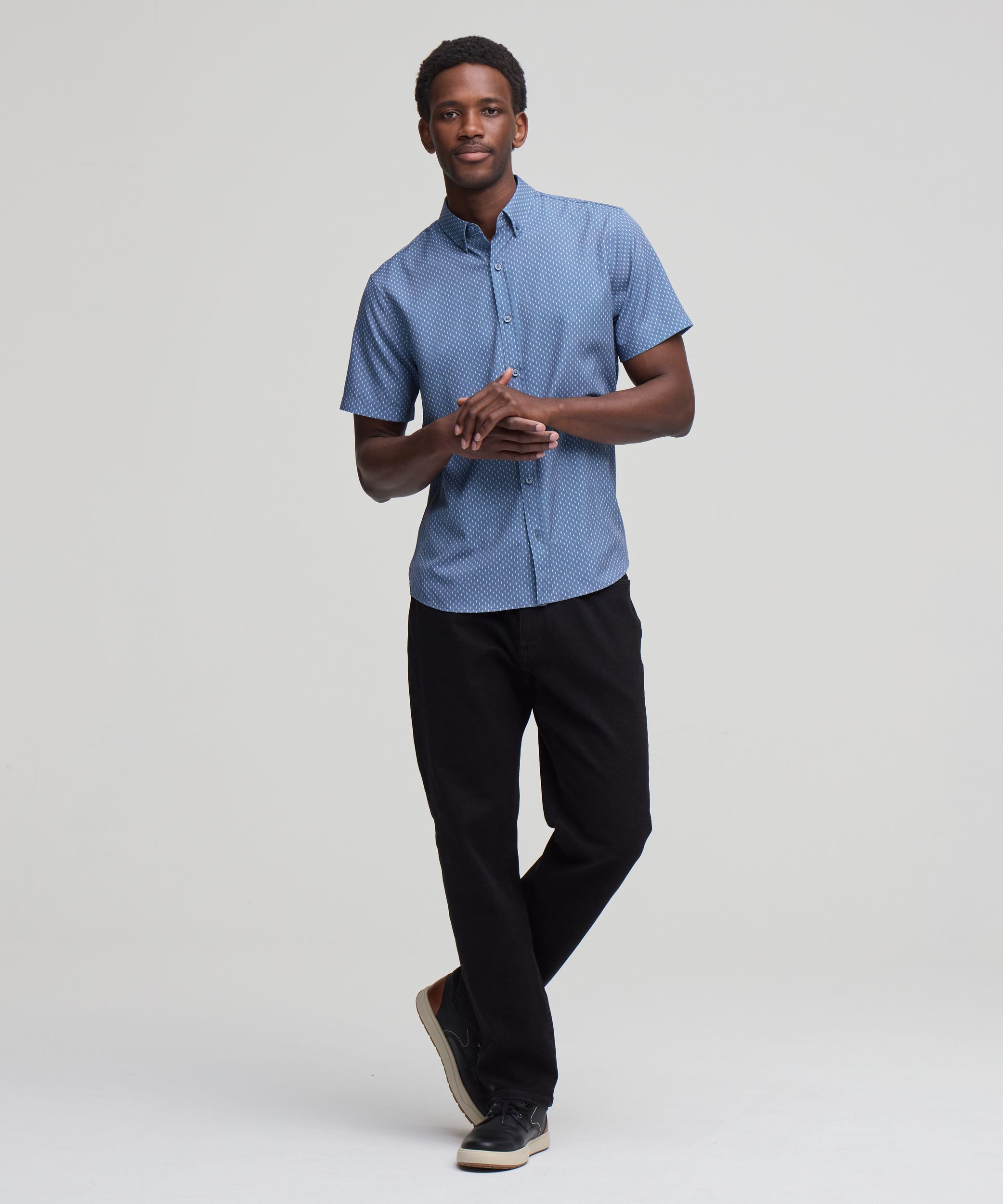 Denver Hayes Men's Short Sleeve Hybrid 4-Way Stretch Shirt