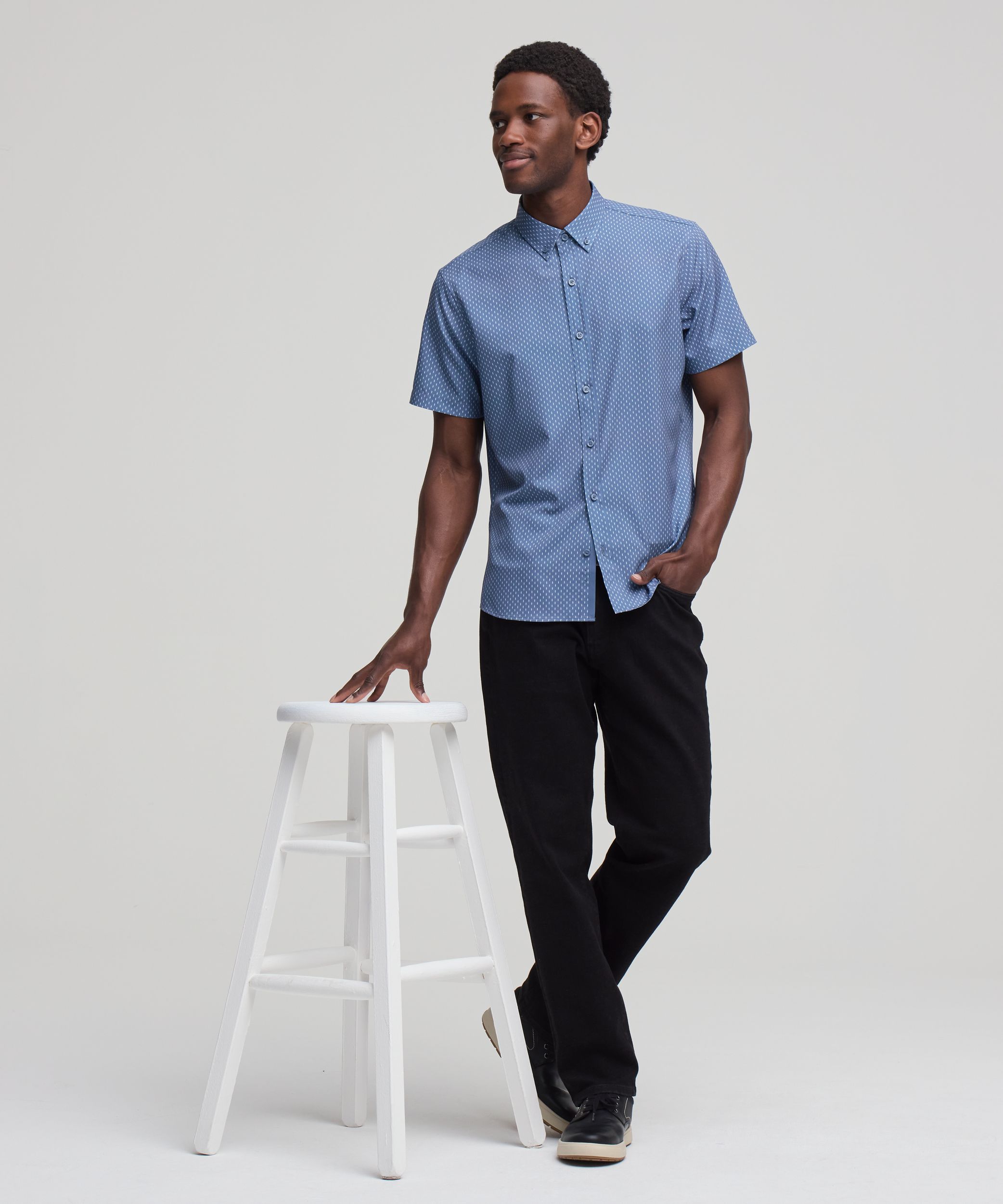 Denver Hayes Men's Short Sleeve Hybrid 4-Way Stretch Shirt