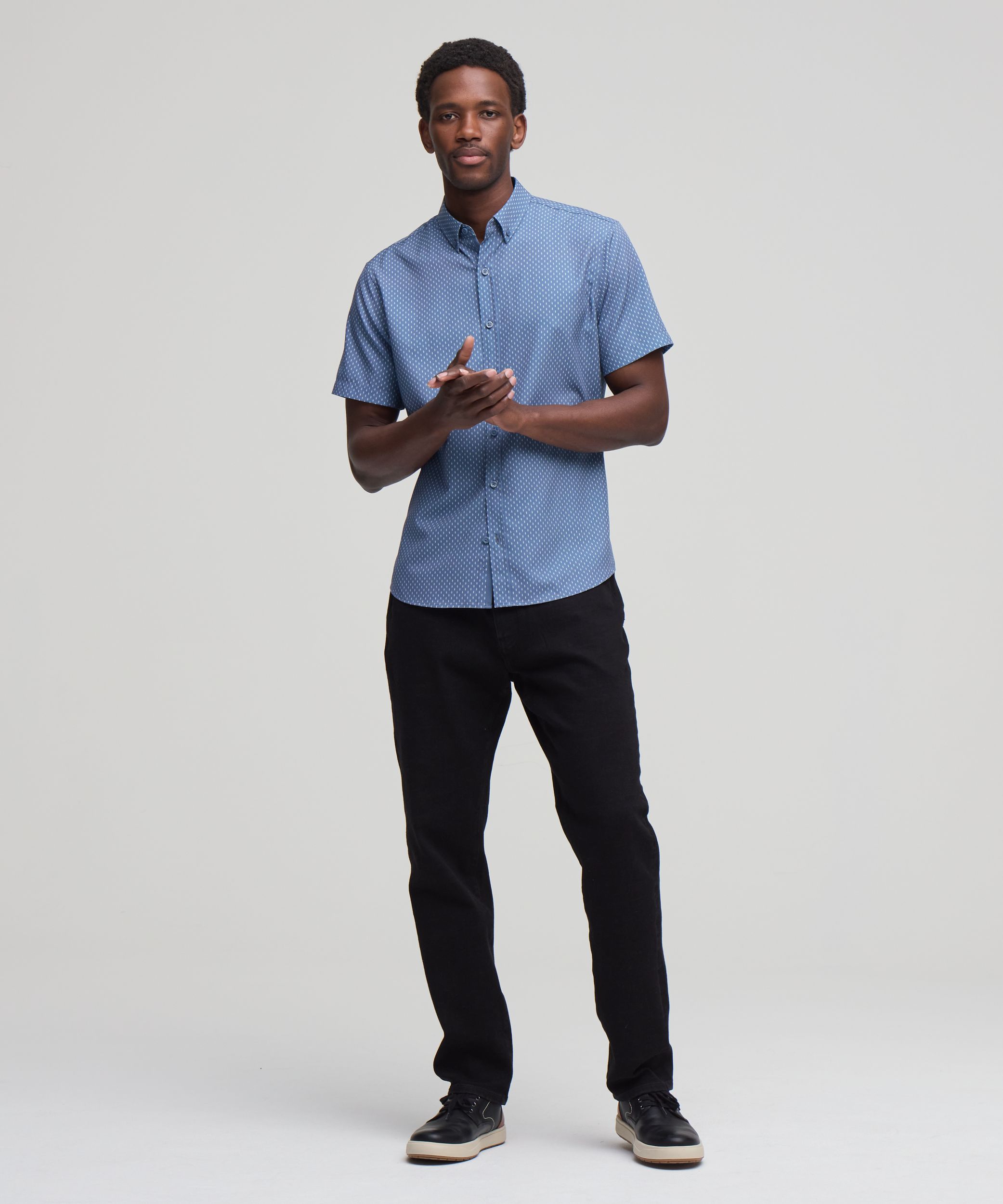 Denver Hayes Men's Short Sleeve Hybrid 4-Way Stretch Shirt