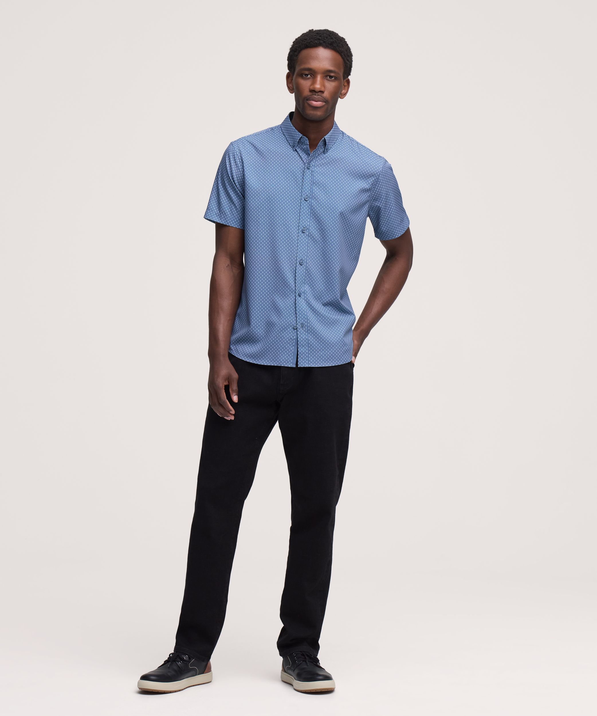 Denver Hayes Men's Short Sleeve Hybrid 4-Way Stretch Shirt