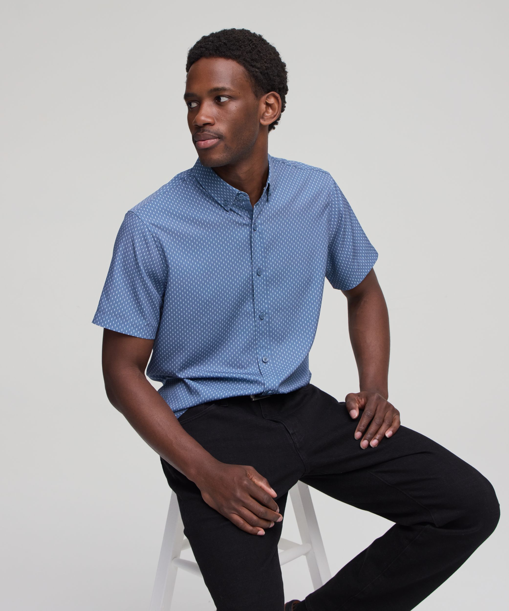 Denver Hayes Men's Short Sleeve Hybrid 4-Way Stretch Shirt