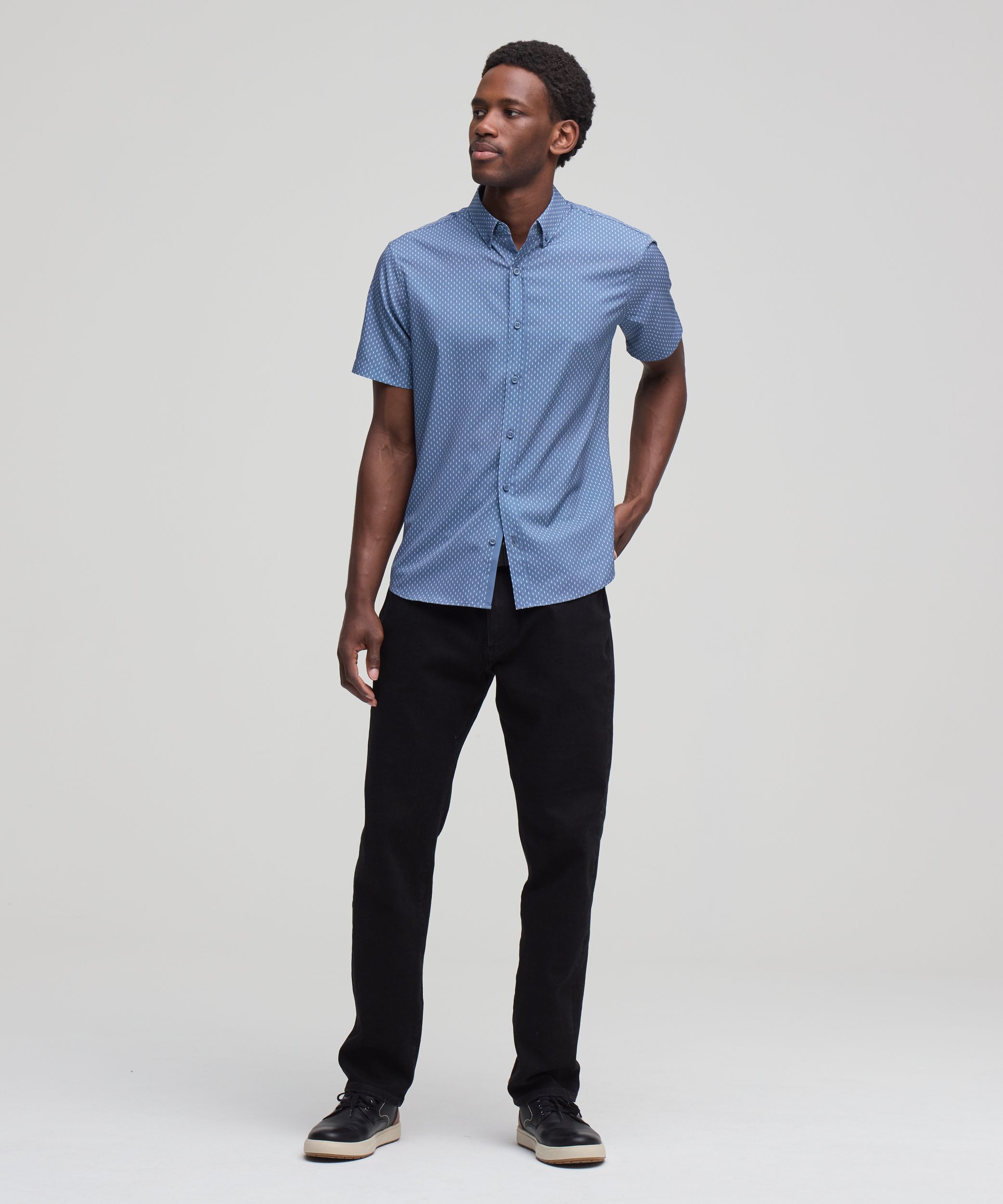 Denver Hayes Men's Short Sleeve Hybrid 4-Way Stretch Shirt