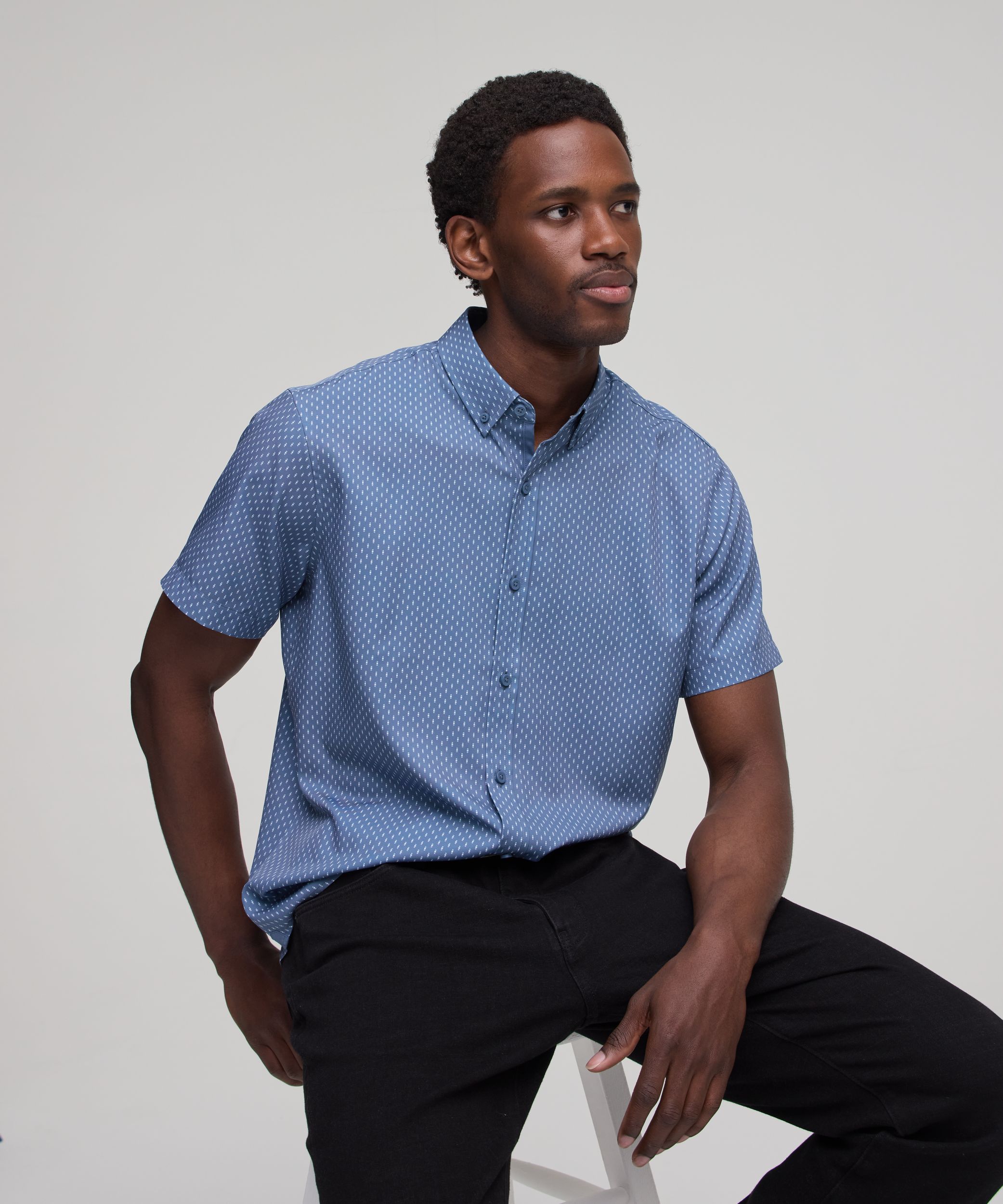 Denver Hayes Men's Short Sleeve Hybrid 4-Way Stretch Shirt