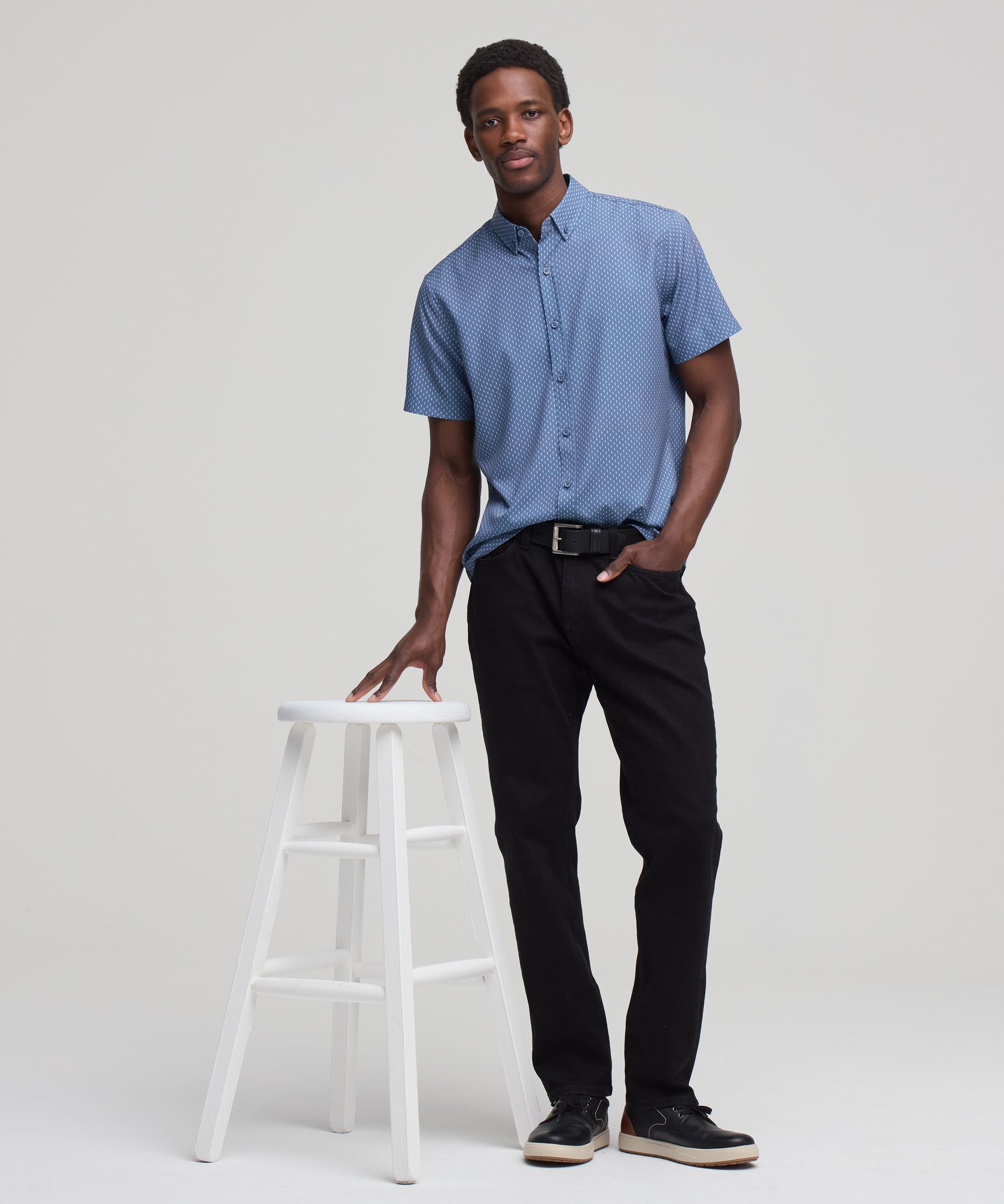 Denver Hayes Men's Short Sleeve Hybrid 4-Way Stretch Shirt