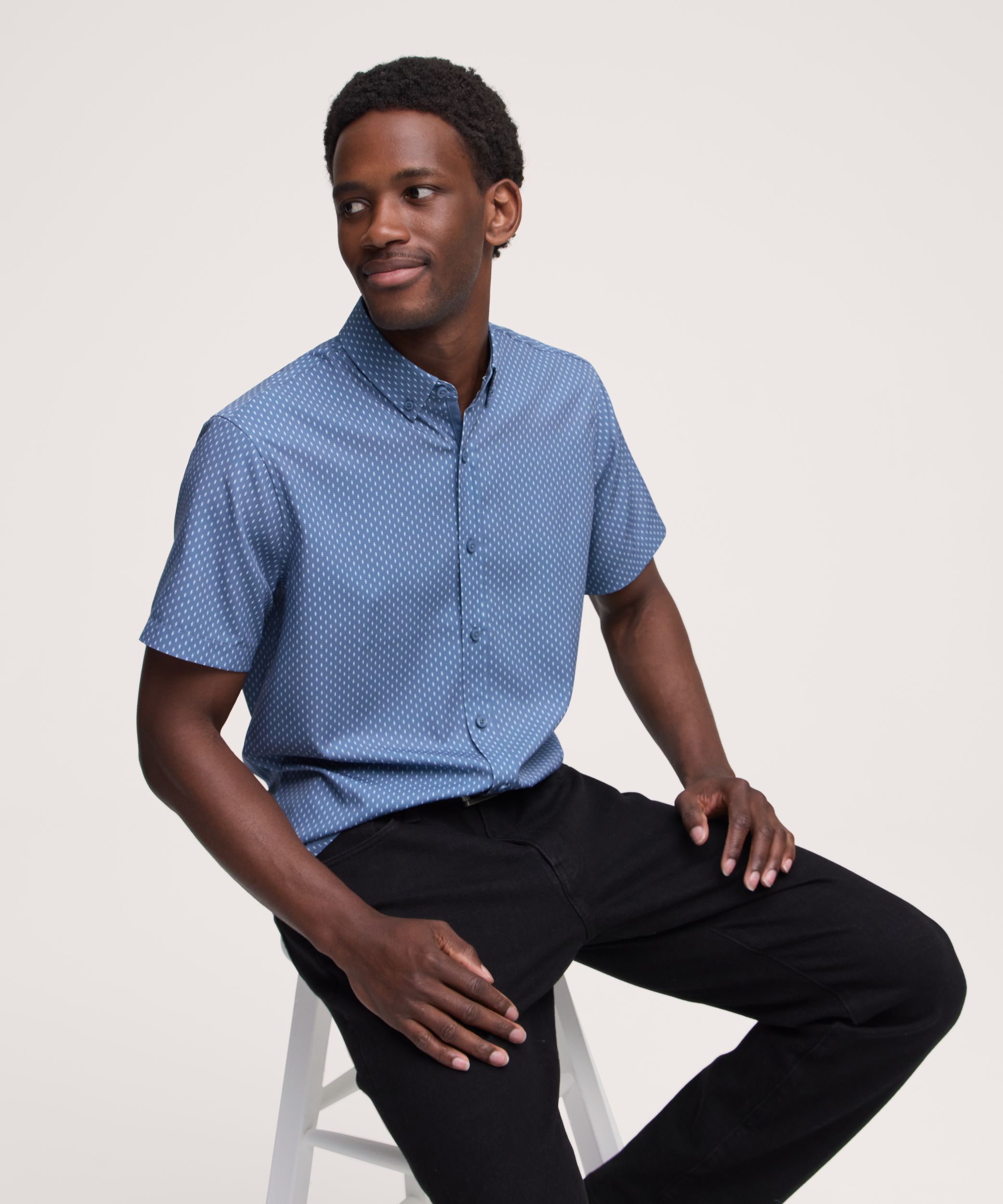 Denver Hayes Men's Short Sleeve Hybrid 4-Way Stretch Shirt