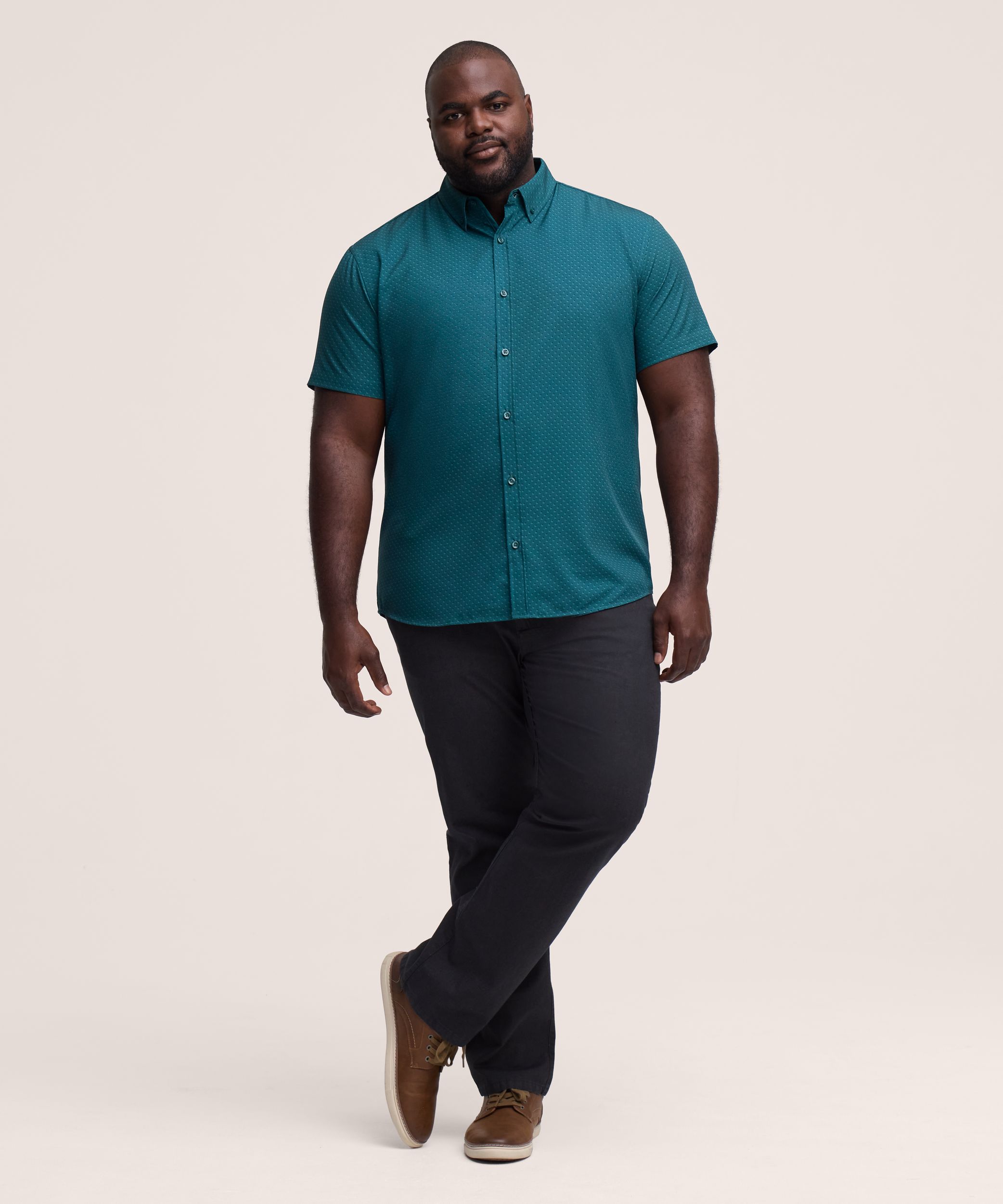Denver Hayes Men's Short Sleeve Hybrid 4-Way Stretch Shirt