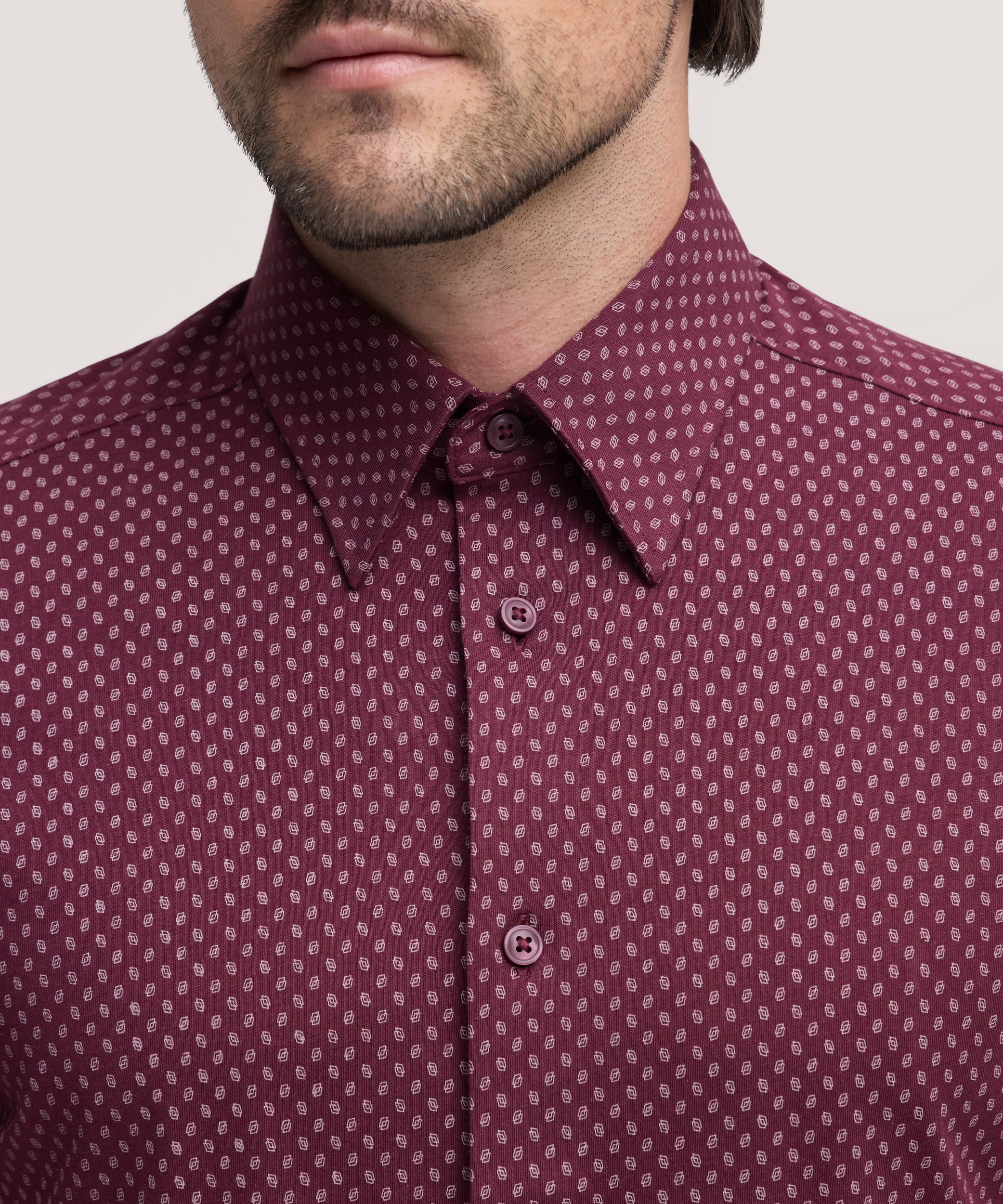 Chemise à manches longues en tricot extensible pour hommes, Denver Hayes