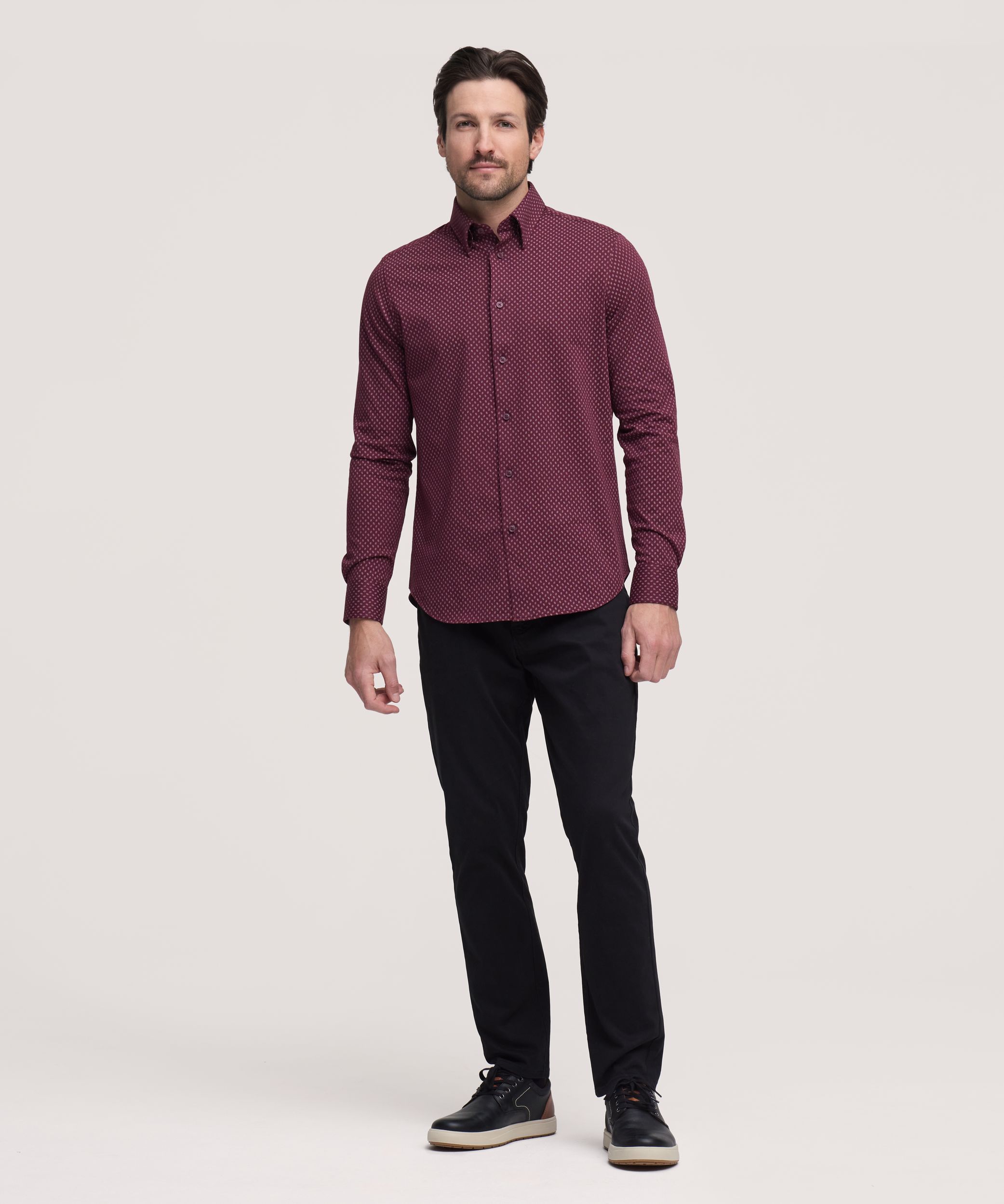 Chemise à manches longues en tricot extensible pour hommes, Denver Hayes