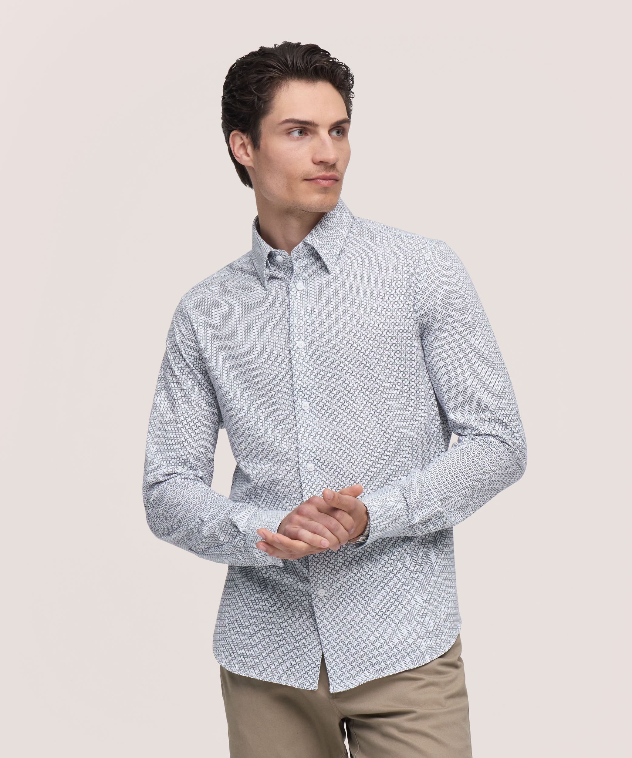 Chemise à manches longues en tricot extensible pour hommes, Denver Hayes