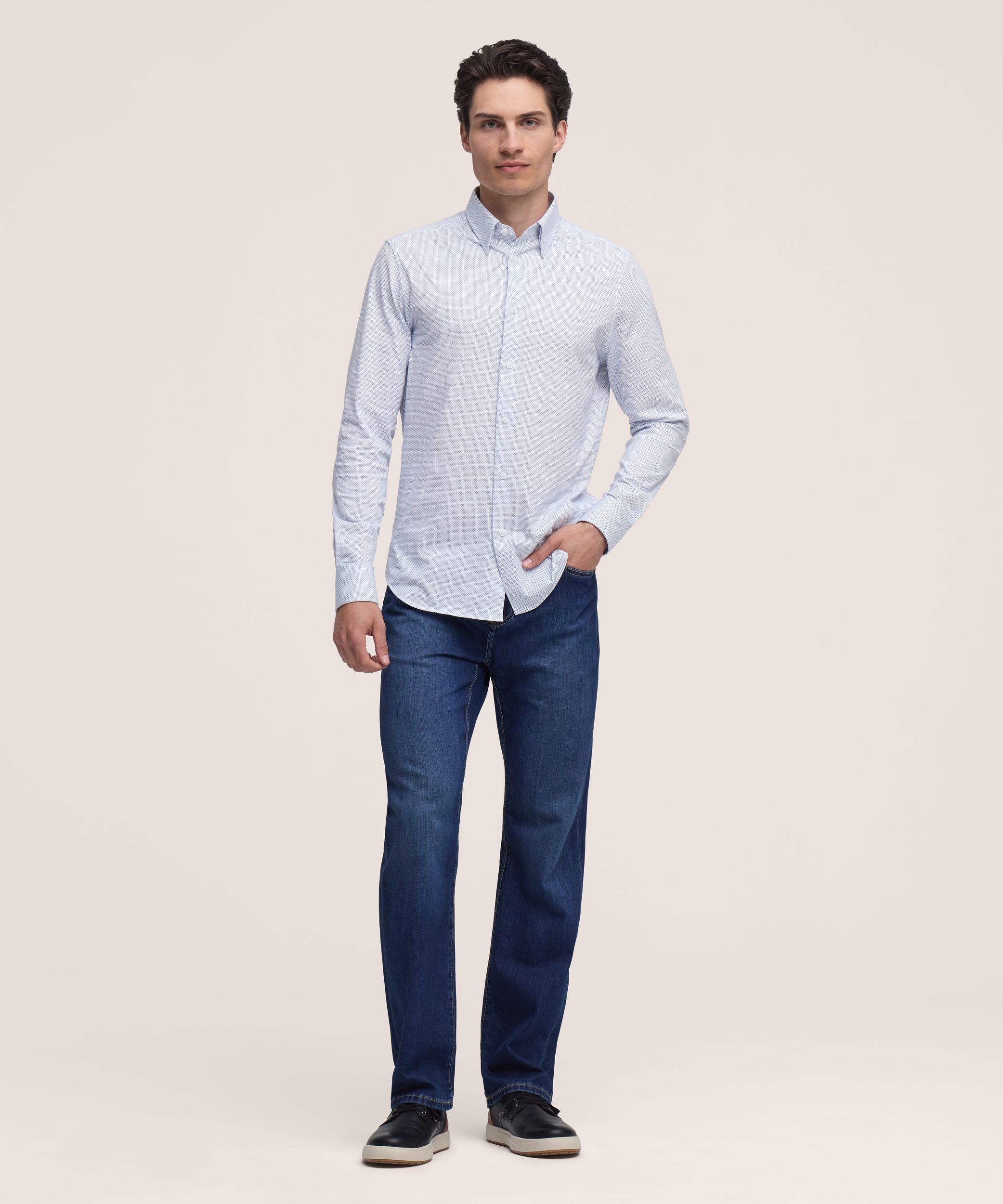 Chemise à manches longues en tricot extensible pour hommes, Denver Hayes