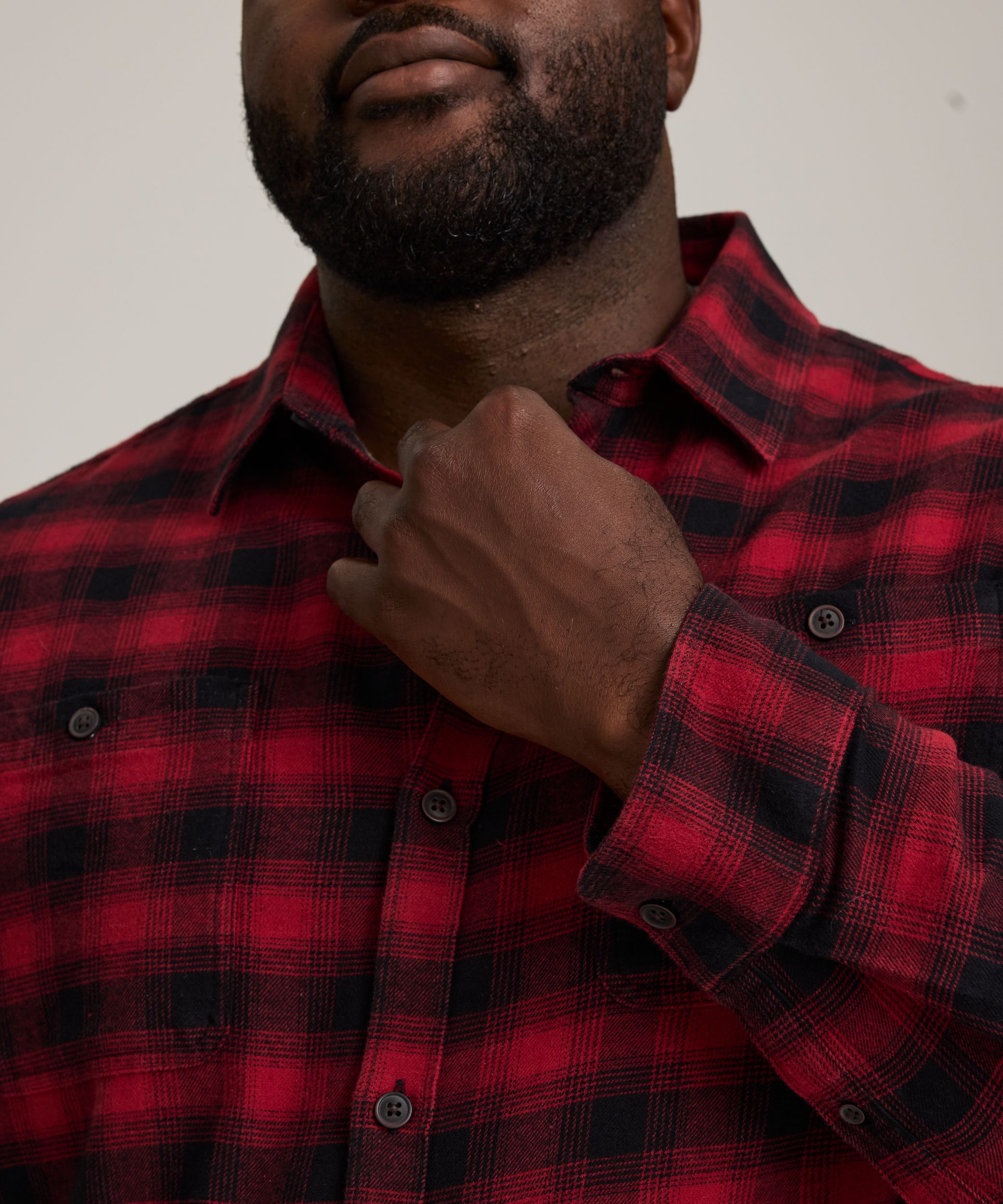 WindRiver Men's Basic Stretch Long Sleeve Flannel Shirt