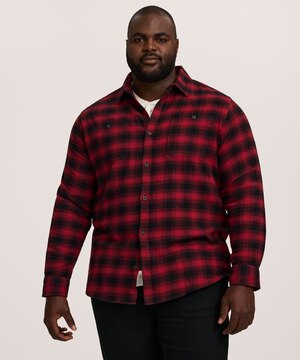 Chemise en flanelle de base extensible à manches longues pour hommes, WindRiver