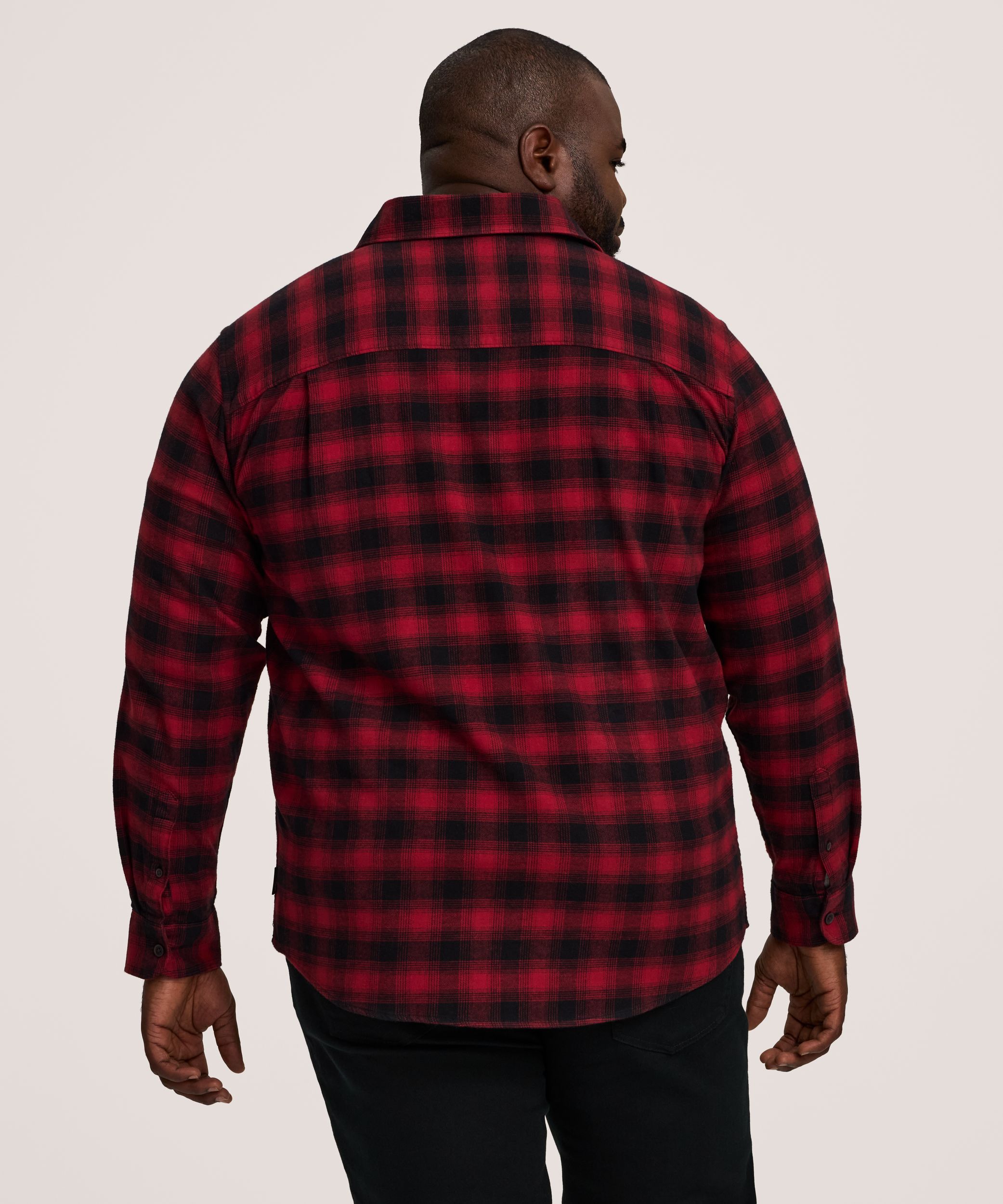 WindRiver Men's Basic Stretch Long Sleeve Flannel Shirt