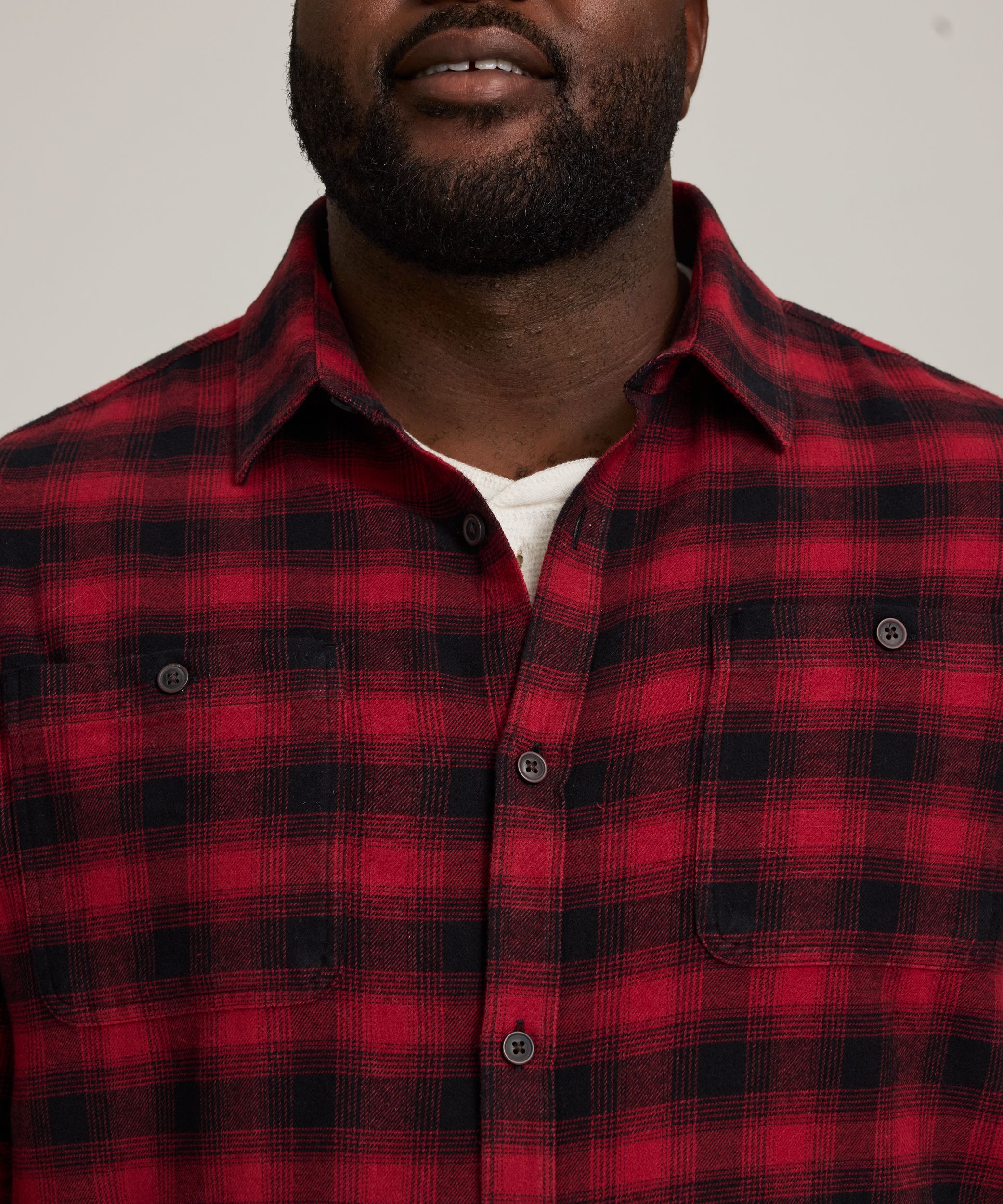WindRiver Men's Basic Stretch Long Sleeve Flannel Shirt
