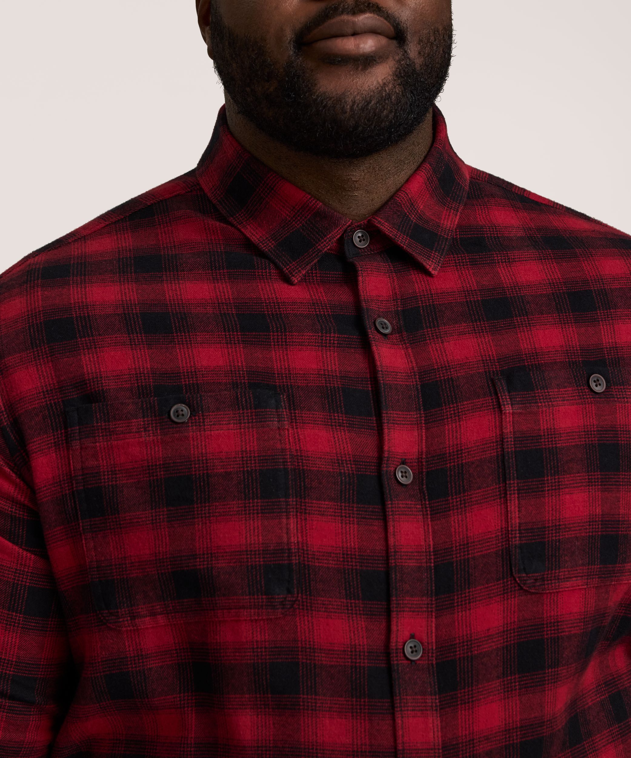 WindRiver Men's Basic Stretch Long Sleeve Flannel Shirt