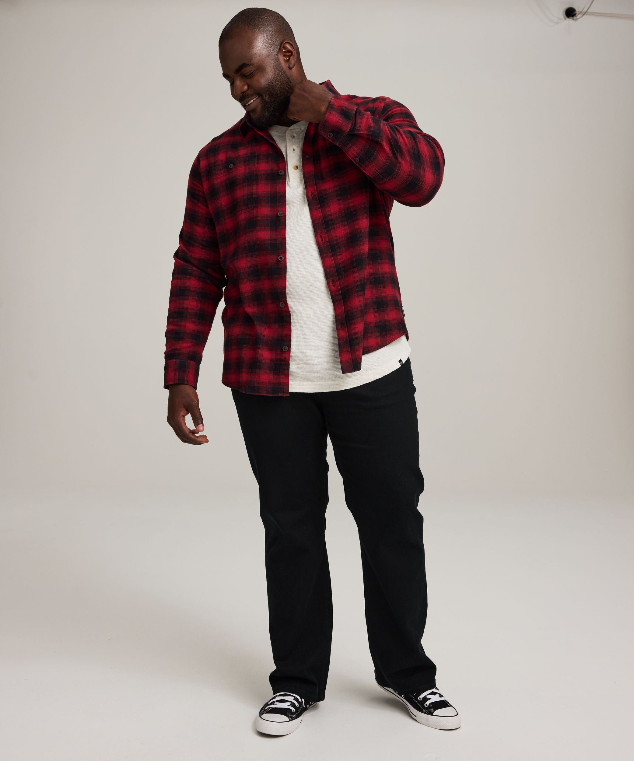 WindRiver Men's Basic Stretch Long Sleeve Flannel Shirt