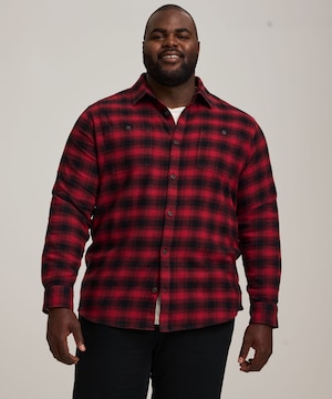 Chemise en flanelle de base extensible à manches longues pour hommes, WindRiver