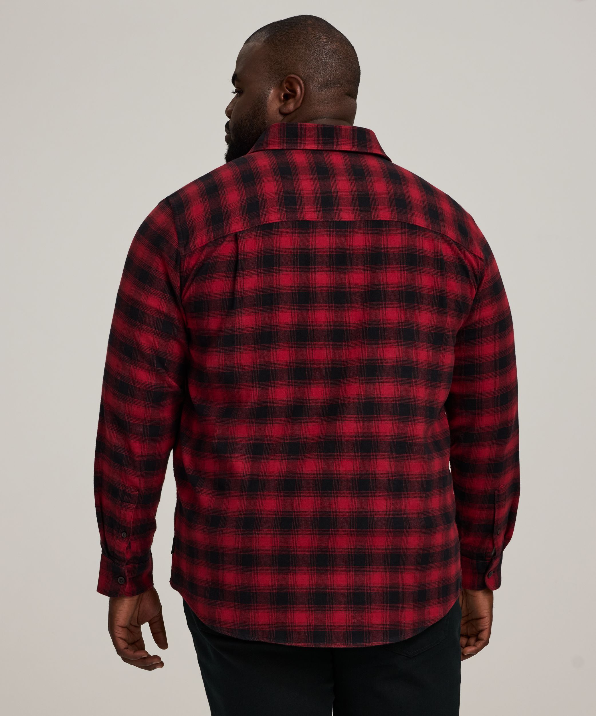 WindRiver Men's Basic Stretch Long Sleeve Flannel Shirt