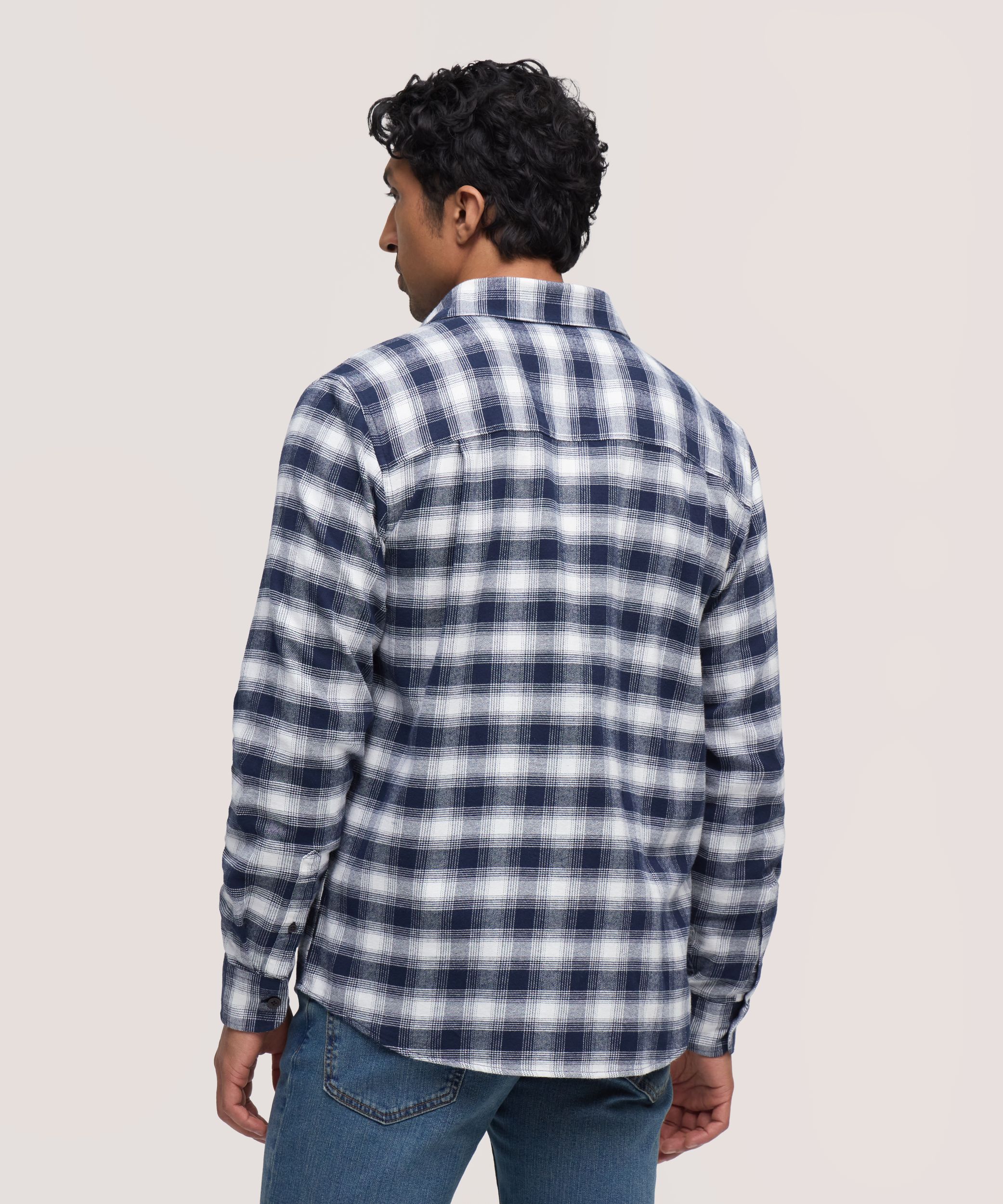 Chemise en flanelle de base extensible à manches longues pour hommes, WindRiver