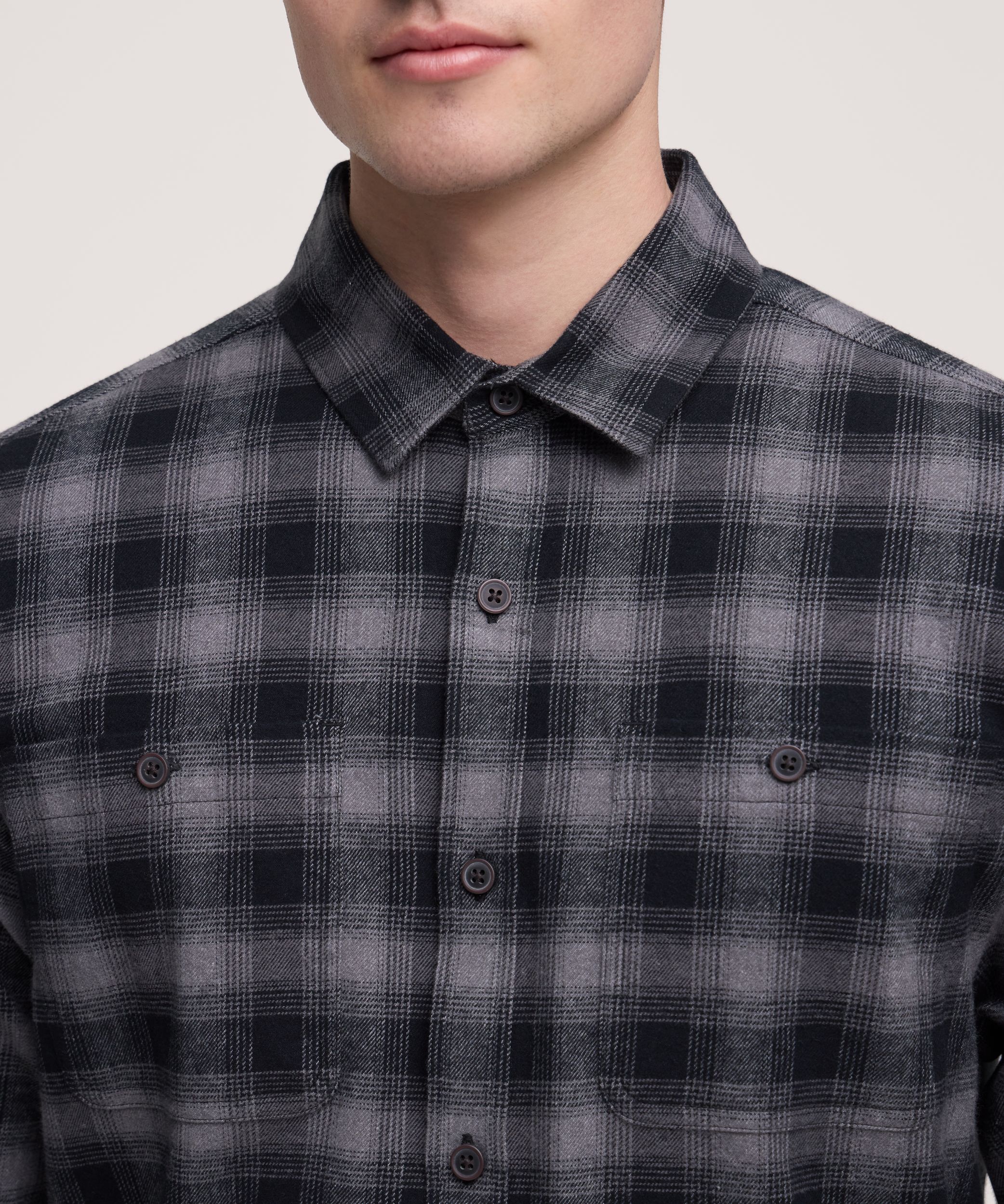 Chemise en flanelle de base extensible à manches longues pour hommes, WindRiver