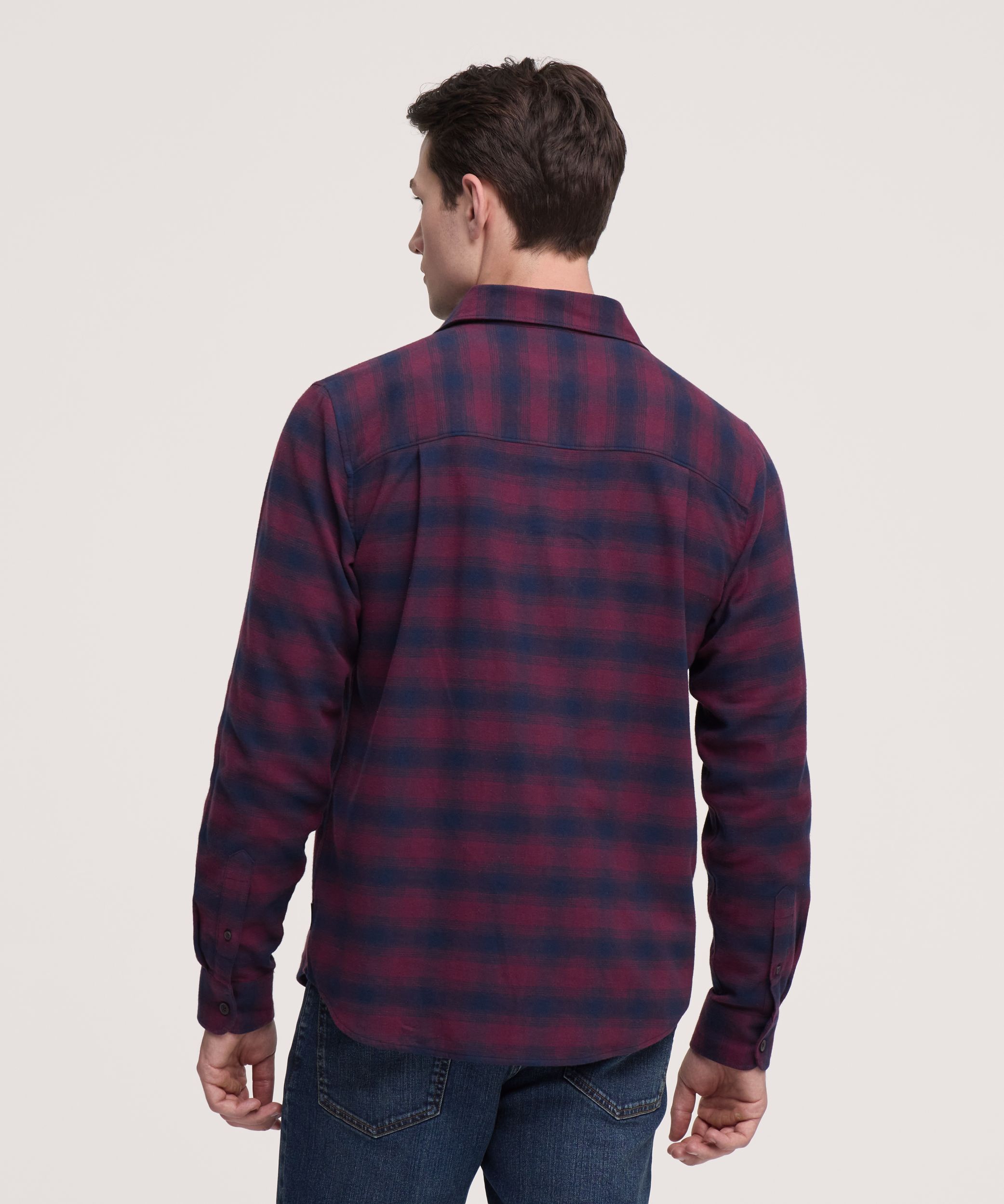 Chemise en flanelle de base extensible à manches longues pour hommes, WindRiver
