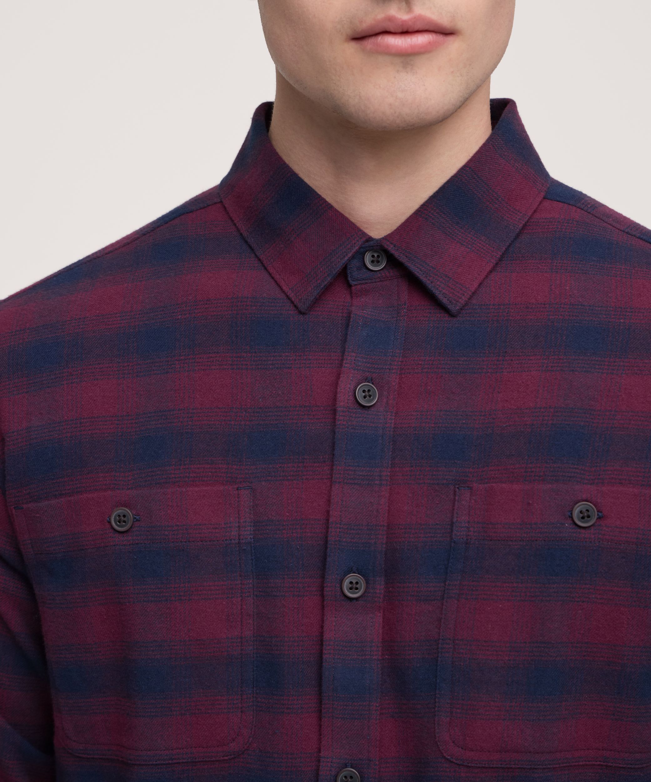 Chemise en flanelle de base extensible à manches longues pour hommes, WindRiver