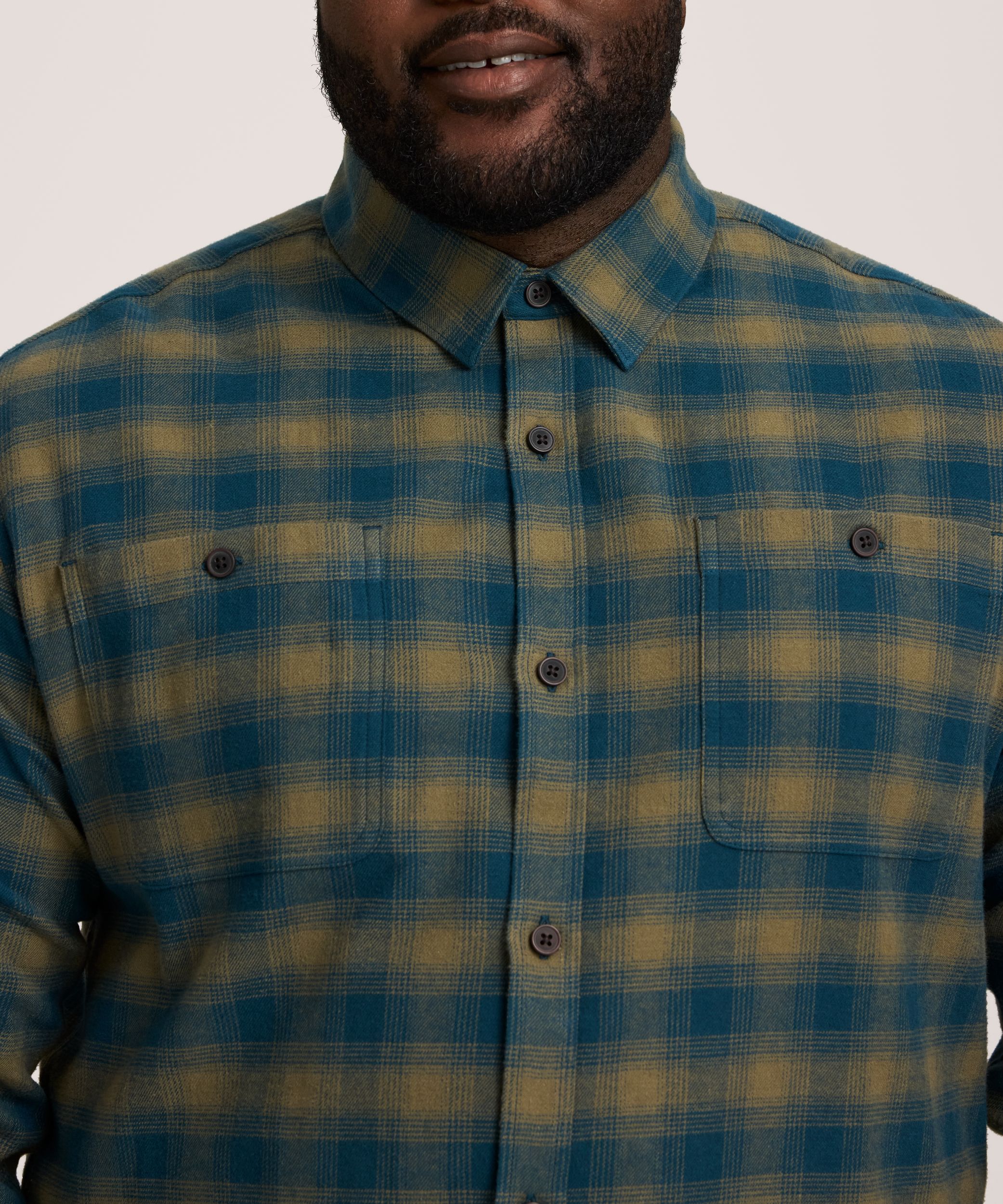 Chemise en flanelle de base extensible à manches longues pour hommes, WindRiver