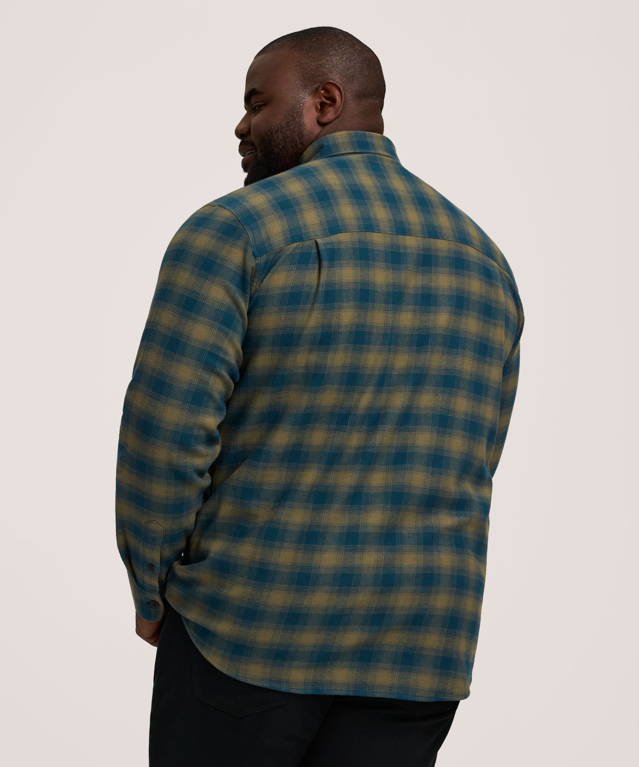 Chemise en flanelle de base extensible à manches longues pour hommes, WindRiver
