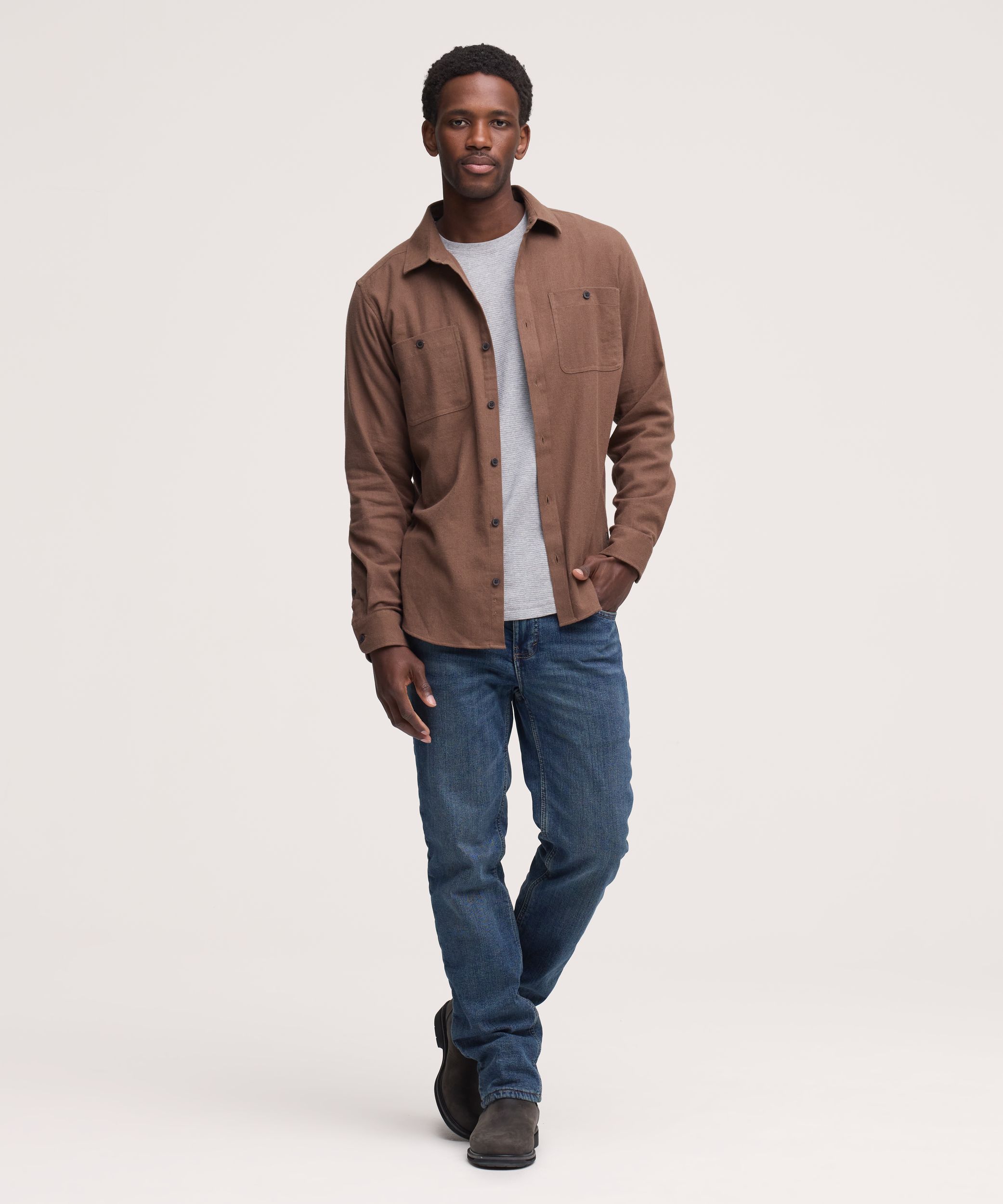 WindRiver Men's Basic Stretch Flannel Shirt
