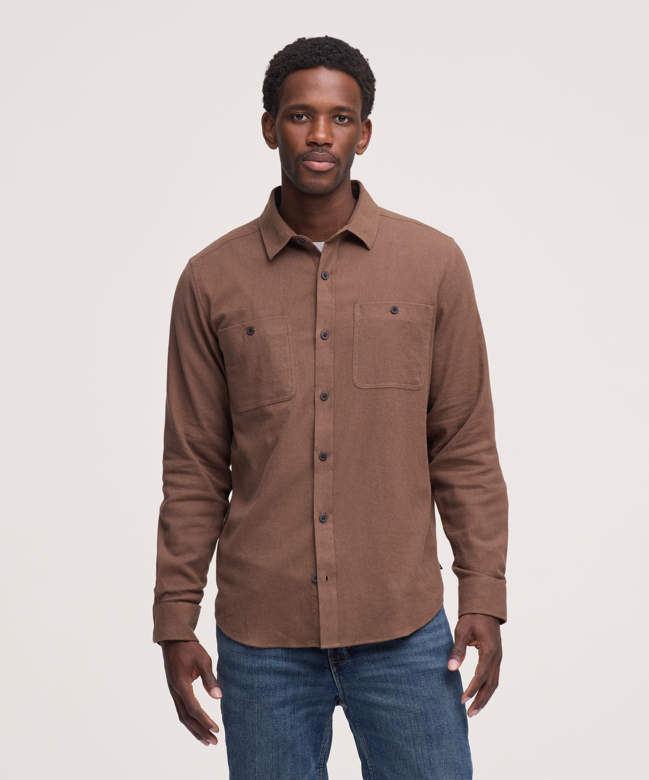 WindRiver Men's Basic Stretch Flannel Shirt