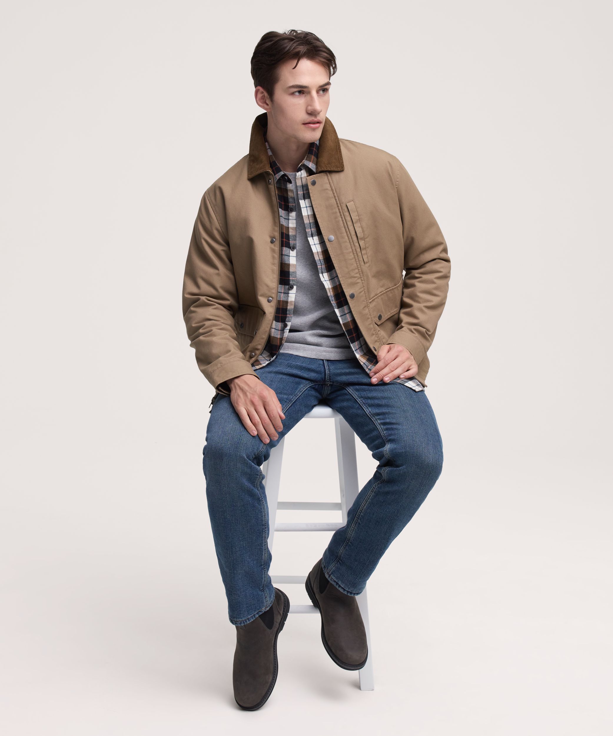 Chemise en flanelle de base extensible et contrastante pour hommes, WindRiver