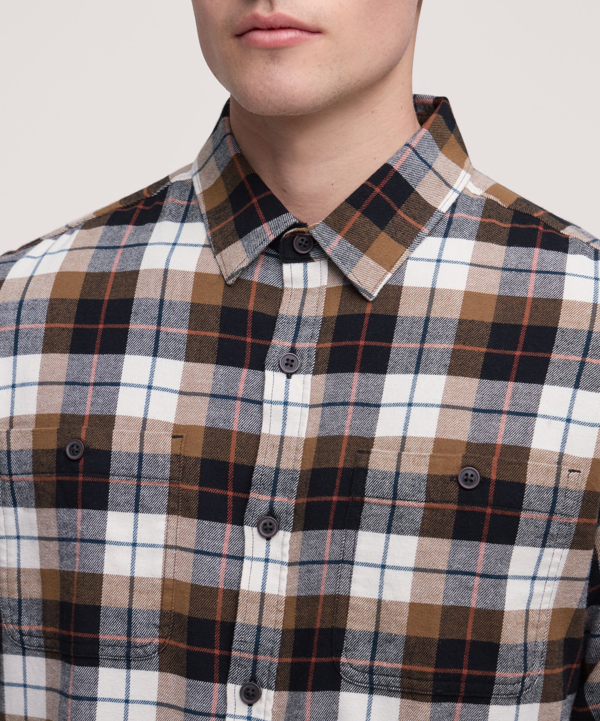 Chemise en flanelle de base extensible et contrastante pour hommes, WindRiver