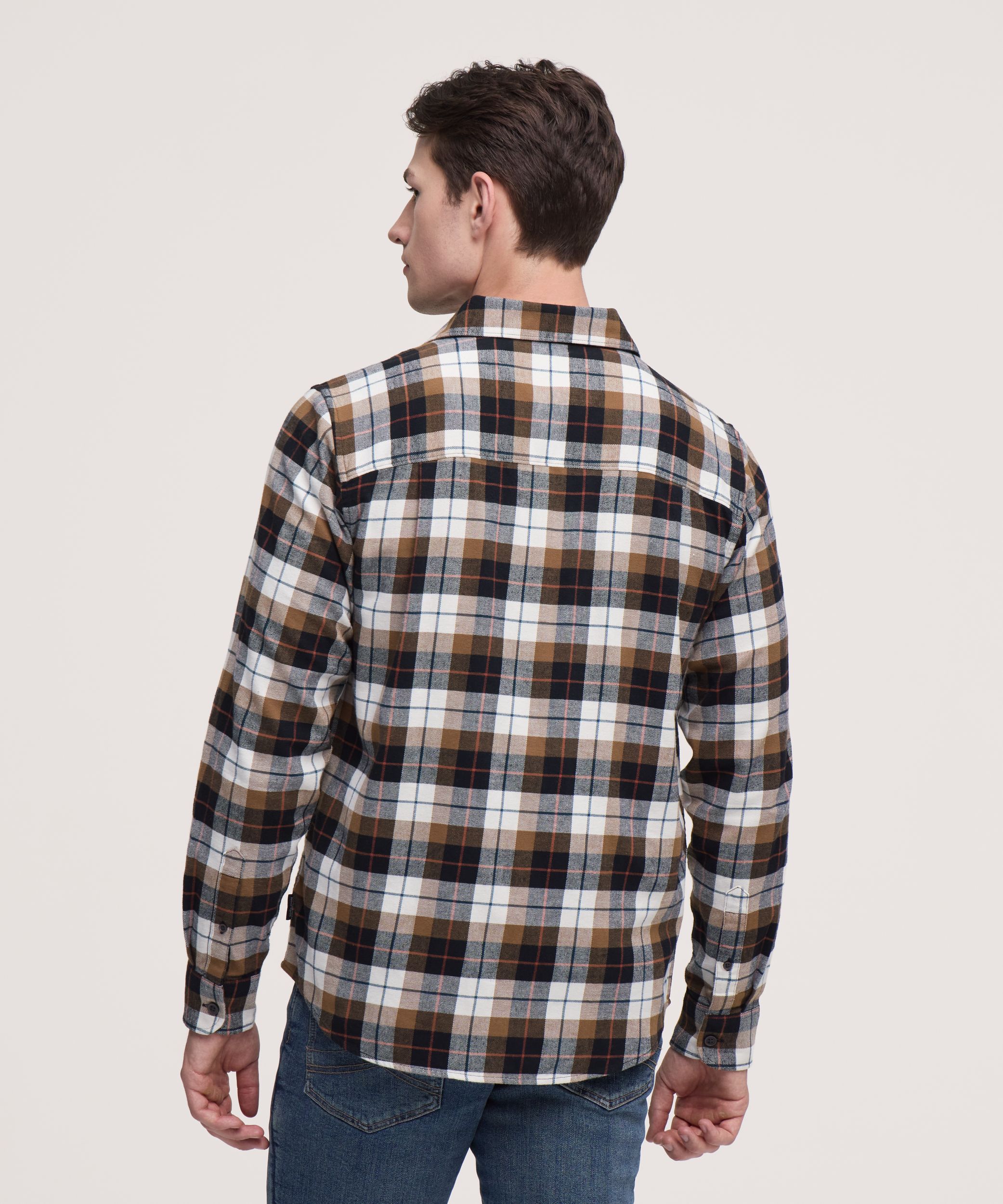 Chemise en flanelle de base extensible et contrastante pour hommes, WindRiver