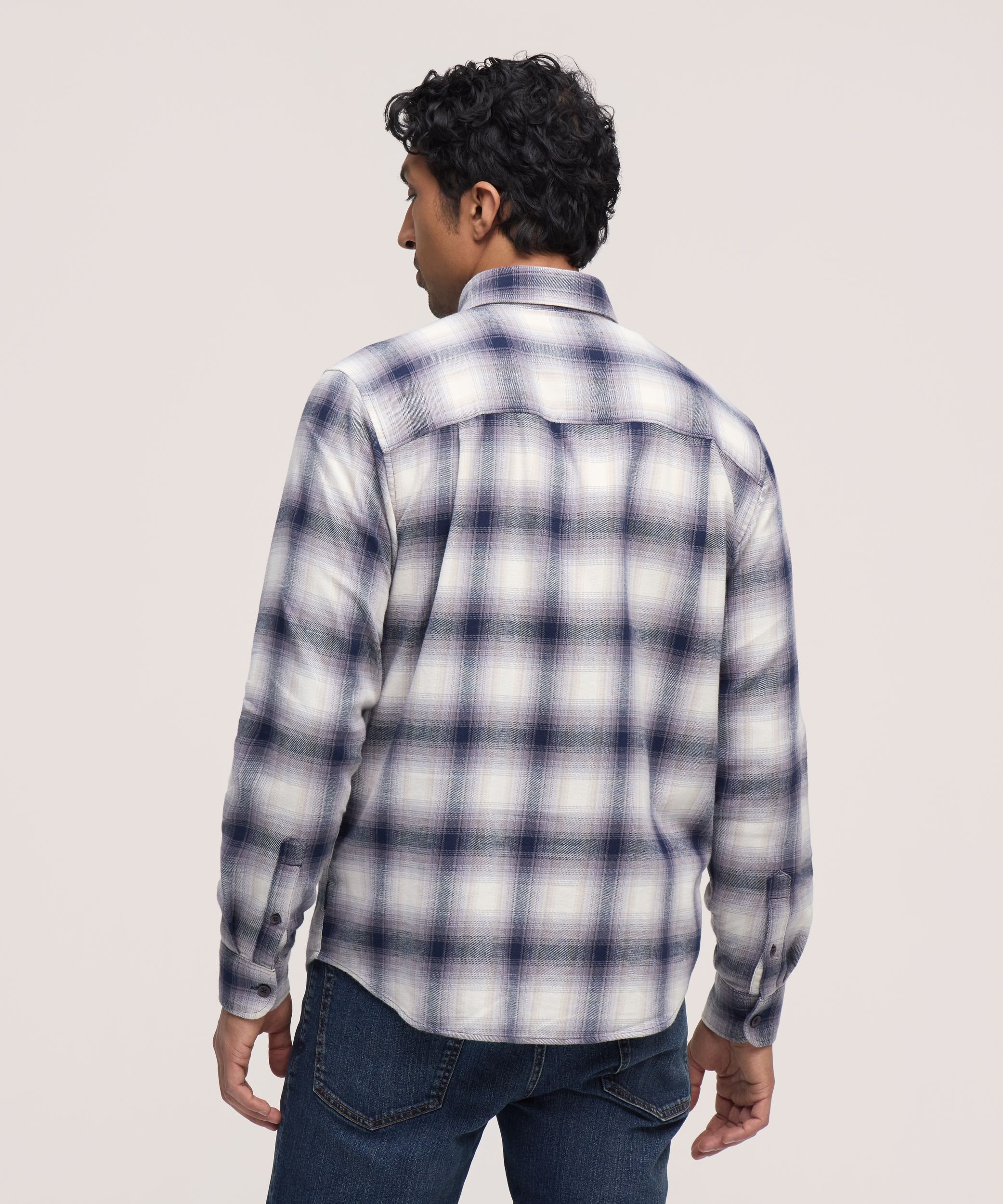 WindRiver Men's Contrast Basic Stretch Flannel Shirt