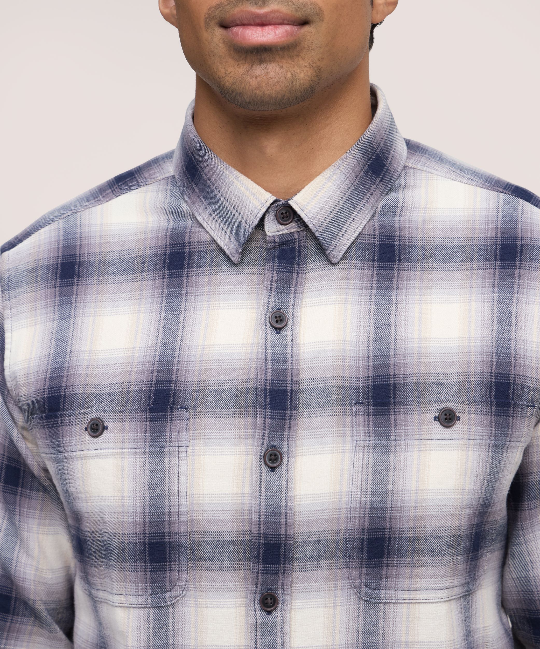 WindRiver Men's Contrast Basic Stretch Flannel Shirt