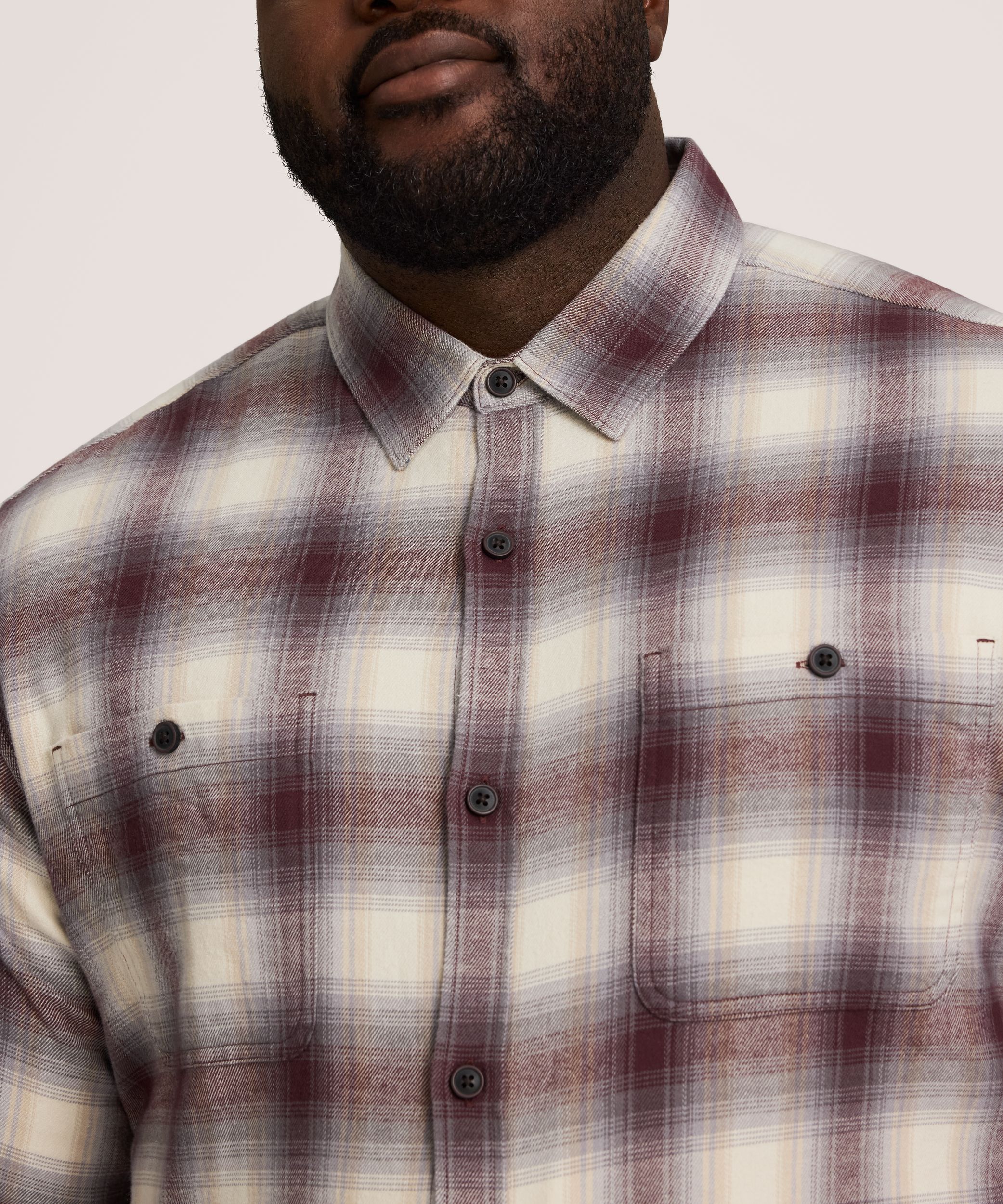Chemise en flanelle de base extensible et contrastante pour hommes, WindRiver