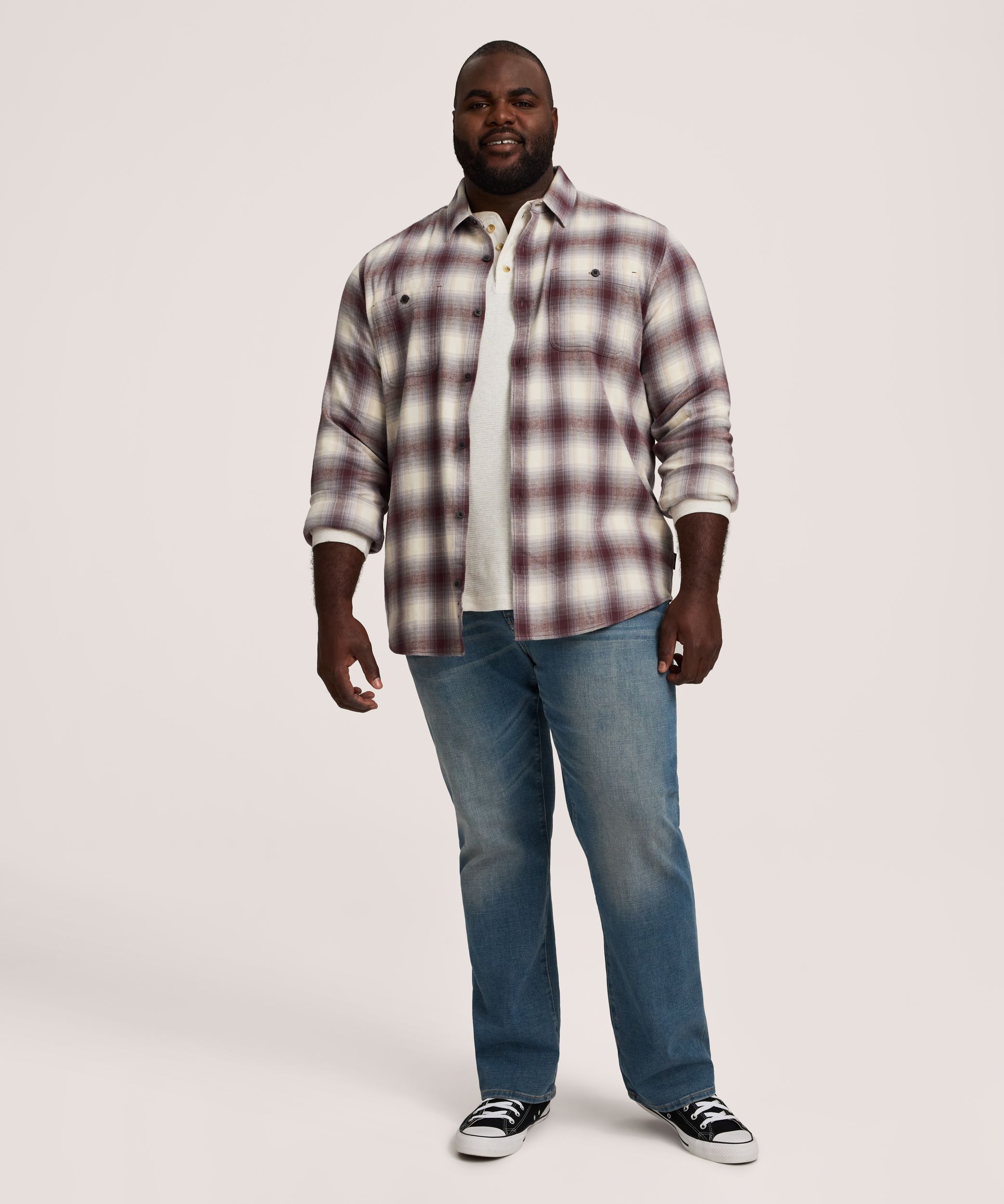 Chemise en flanelle de base extensible et contrastante pour hommes, WindRiver