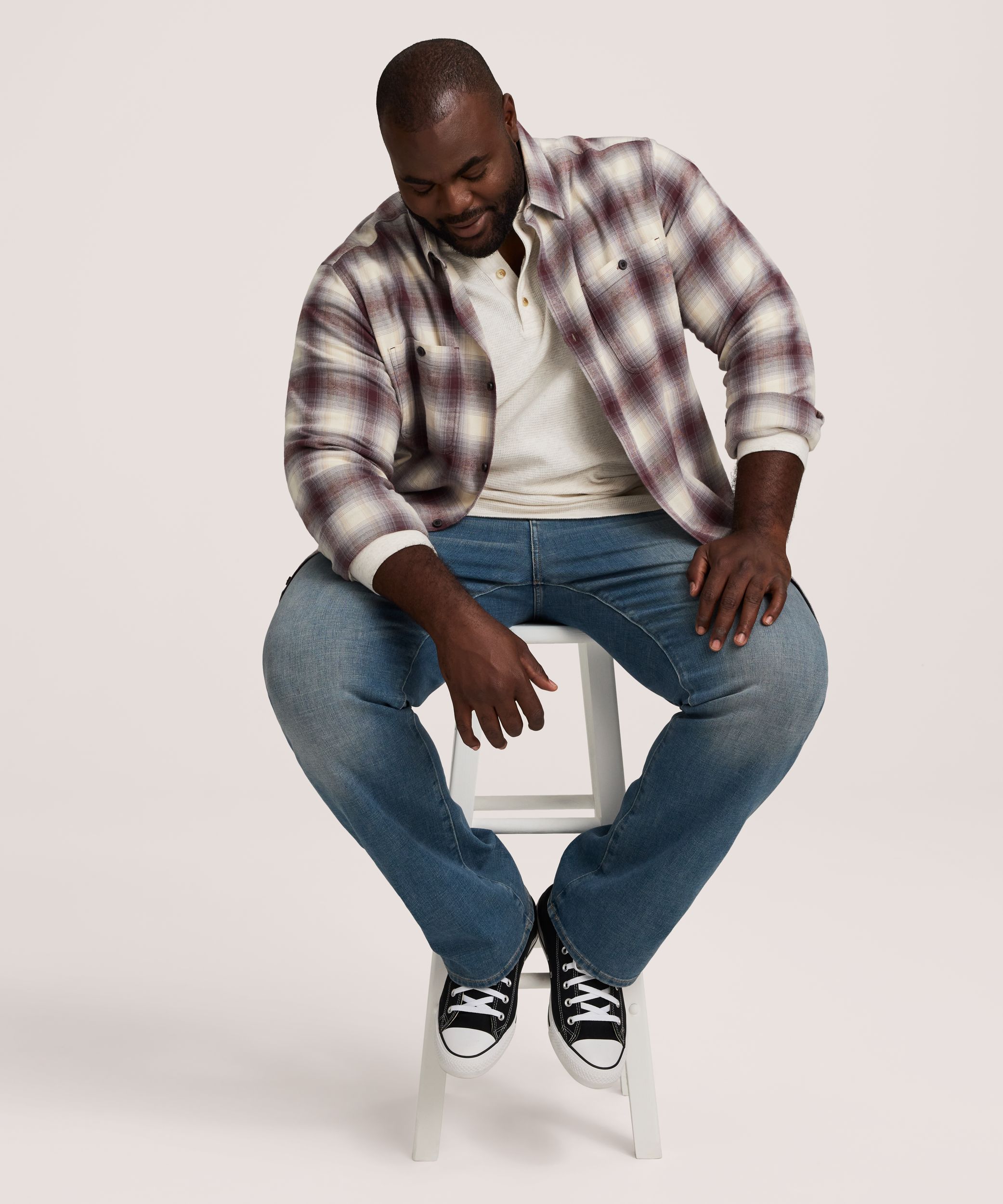 Chemise en flanelle de base extensible et contrastante pour hommes, WindRiver