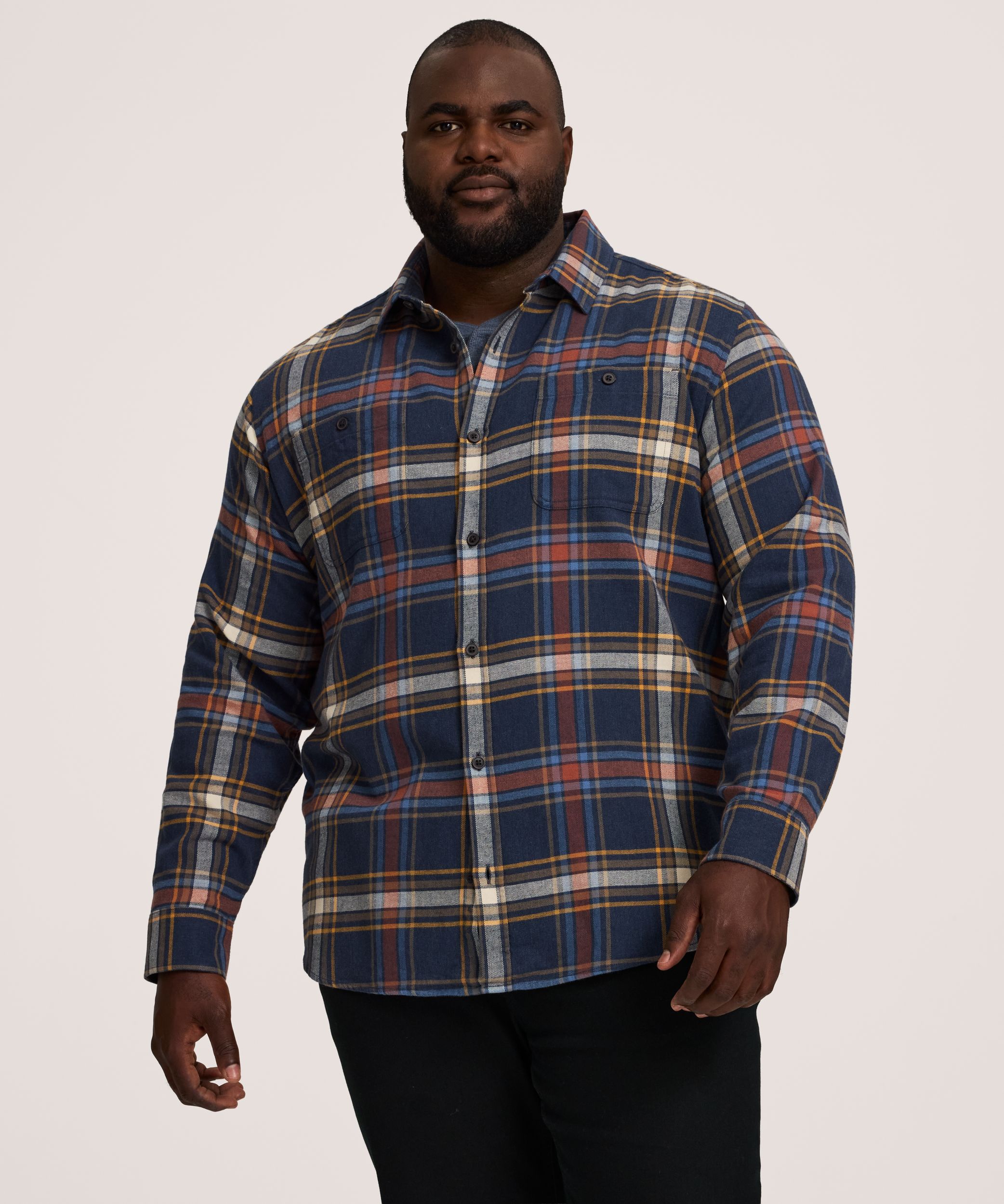 Chemise en flanelle de base extensible et contrastante pour hommes, WindRiver