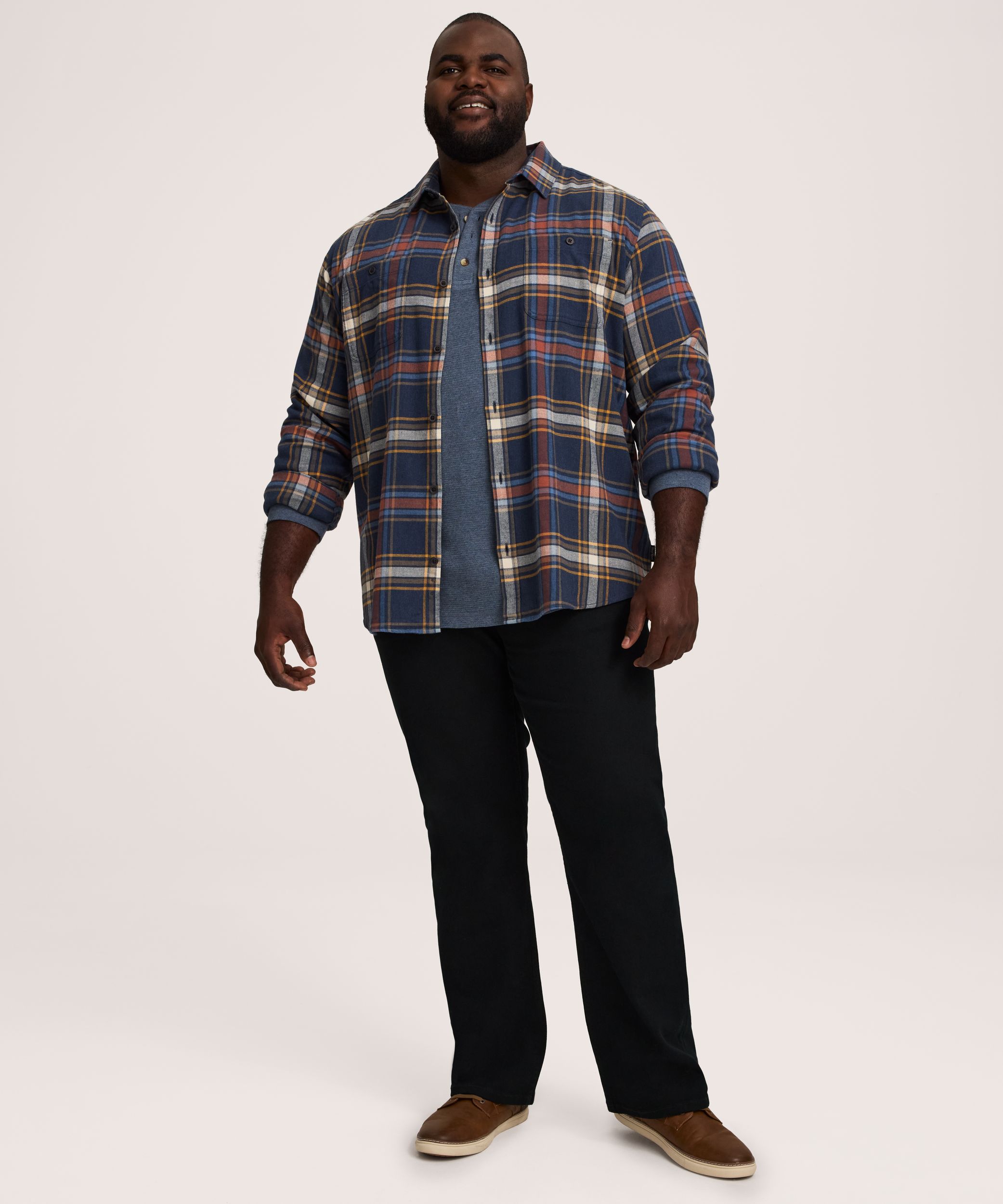Chemise en flanelle de base extensible et contrastante pour hommes, WindRiver