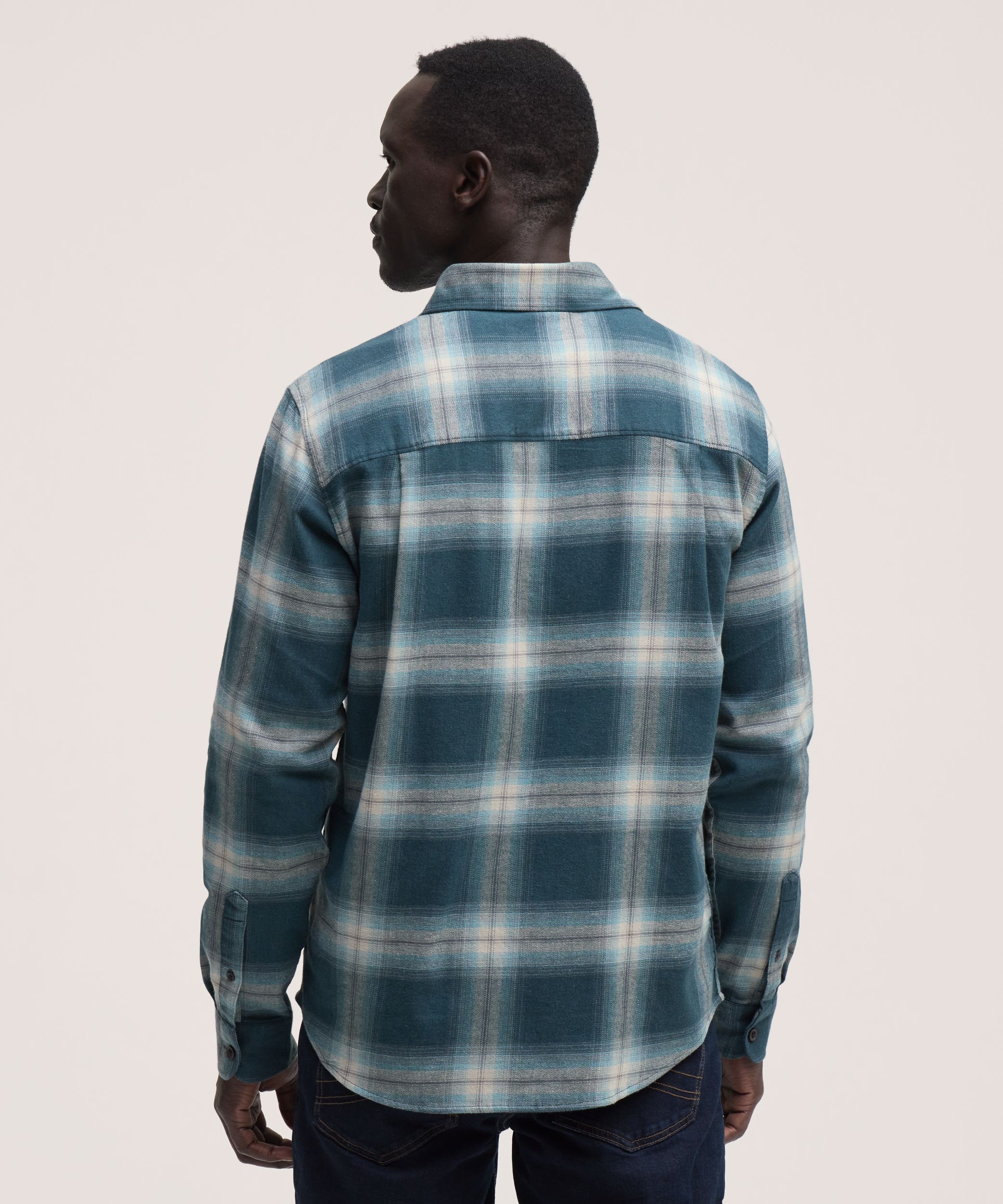 Chemise en flanelle de base extensible et contrastante pour hommes, WindRiver