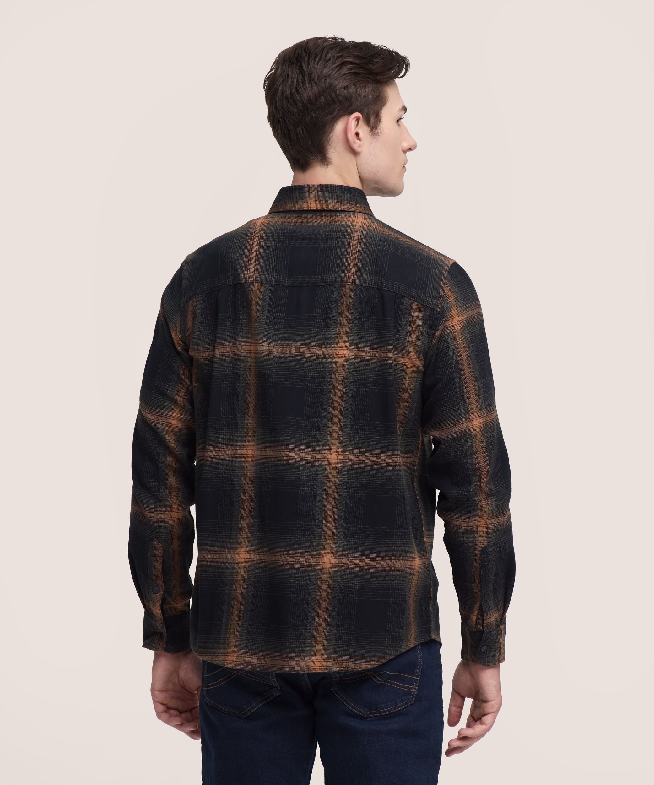 Chemise en flanelle de base extensible à boutons-pression pour hommes, WindRiver