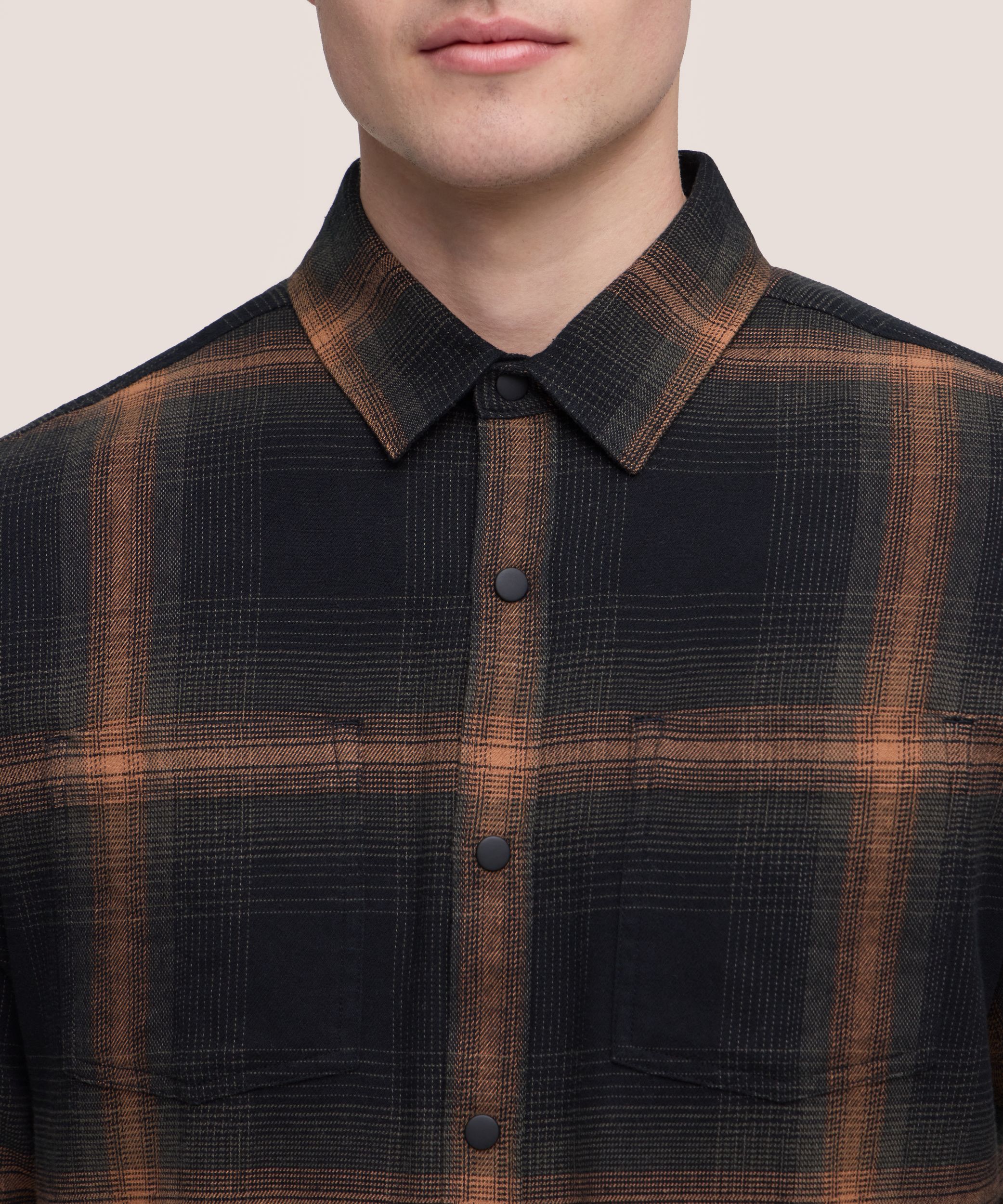 Chemise en flanelle de base extensible à boutons-pression pour hommes, WindRiver