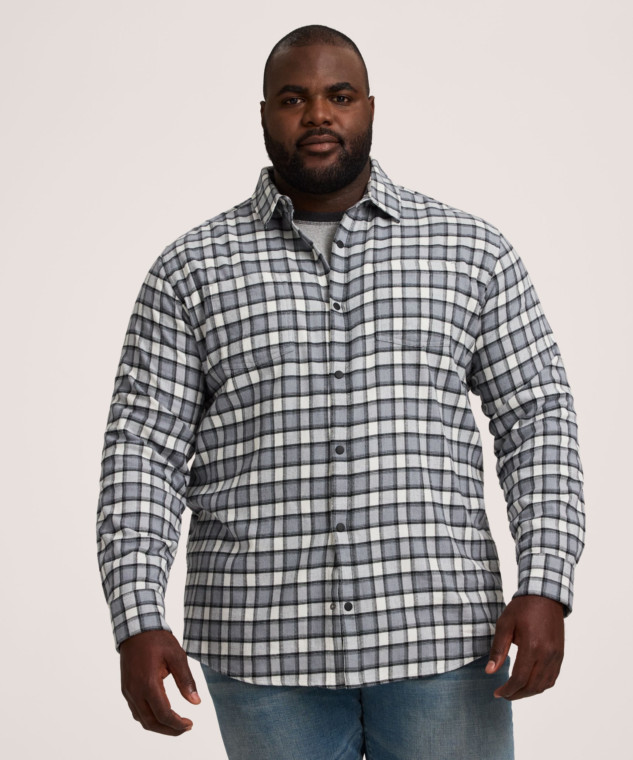 Chemise en flanelle de base extensible à boutons-pression pour hommes, WindRiver