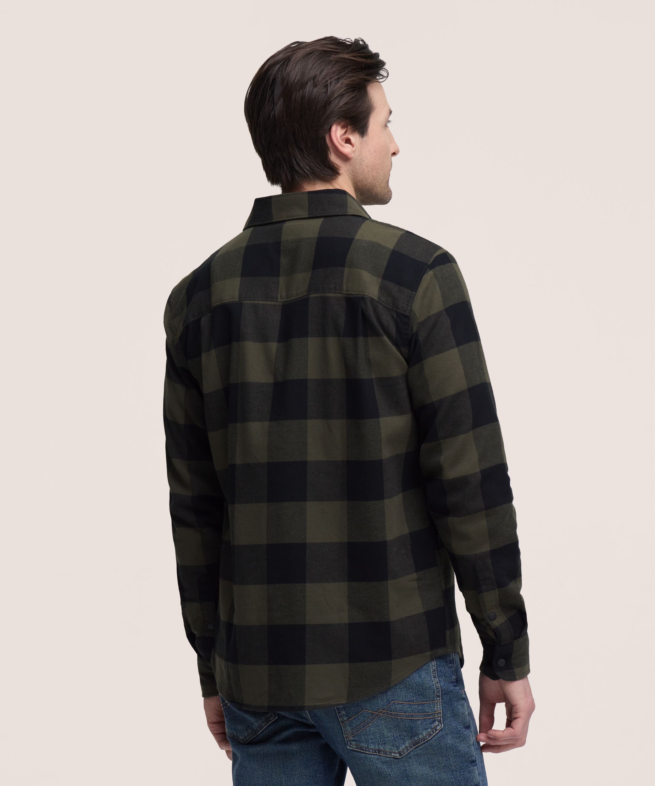 WindRiver Men's Basic Stretch Snap-Front Flannel Shirt