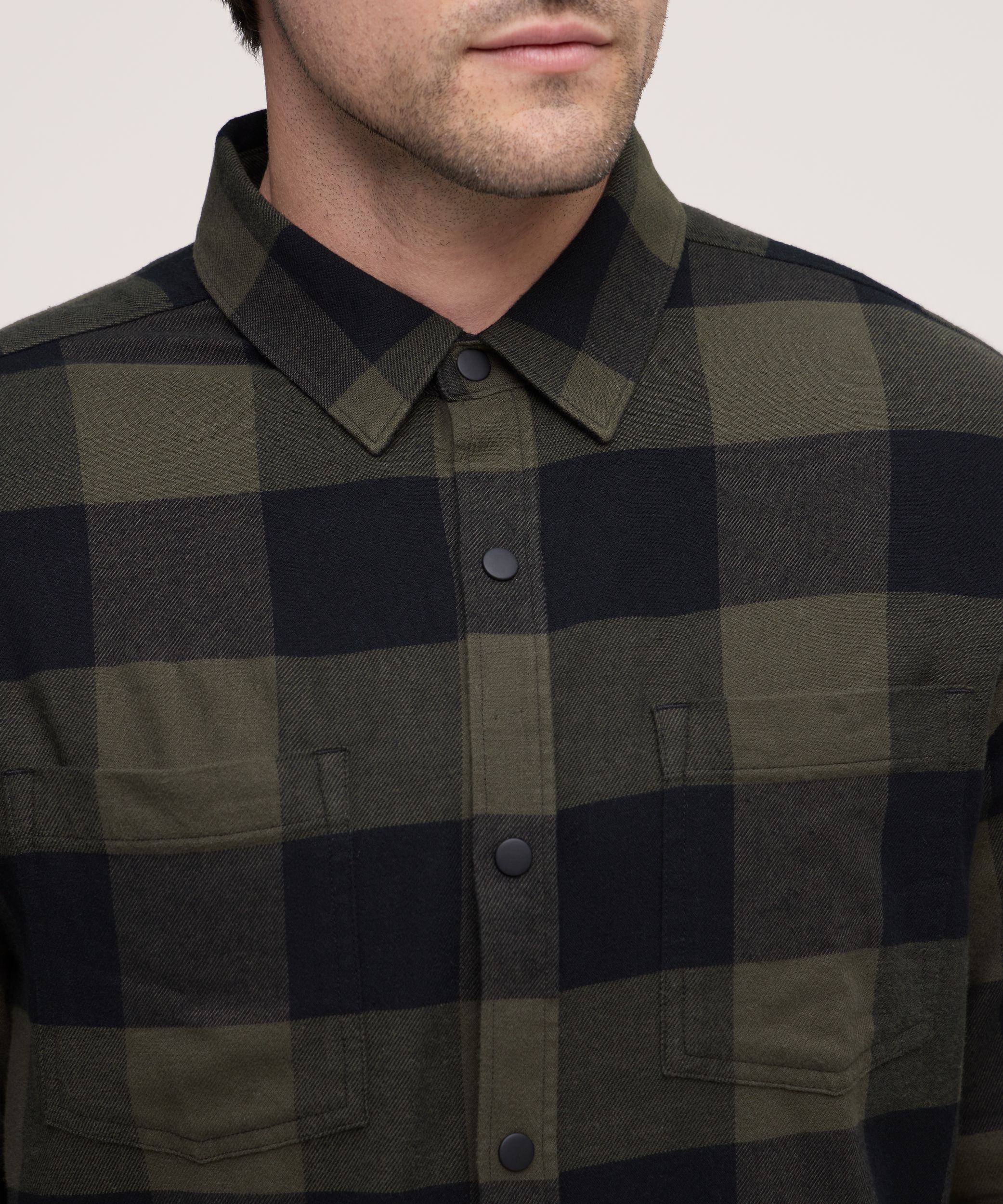 WindRiver Men's Basic Stretch Snap-Front Flannel Shirt